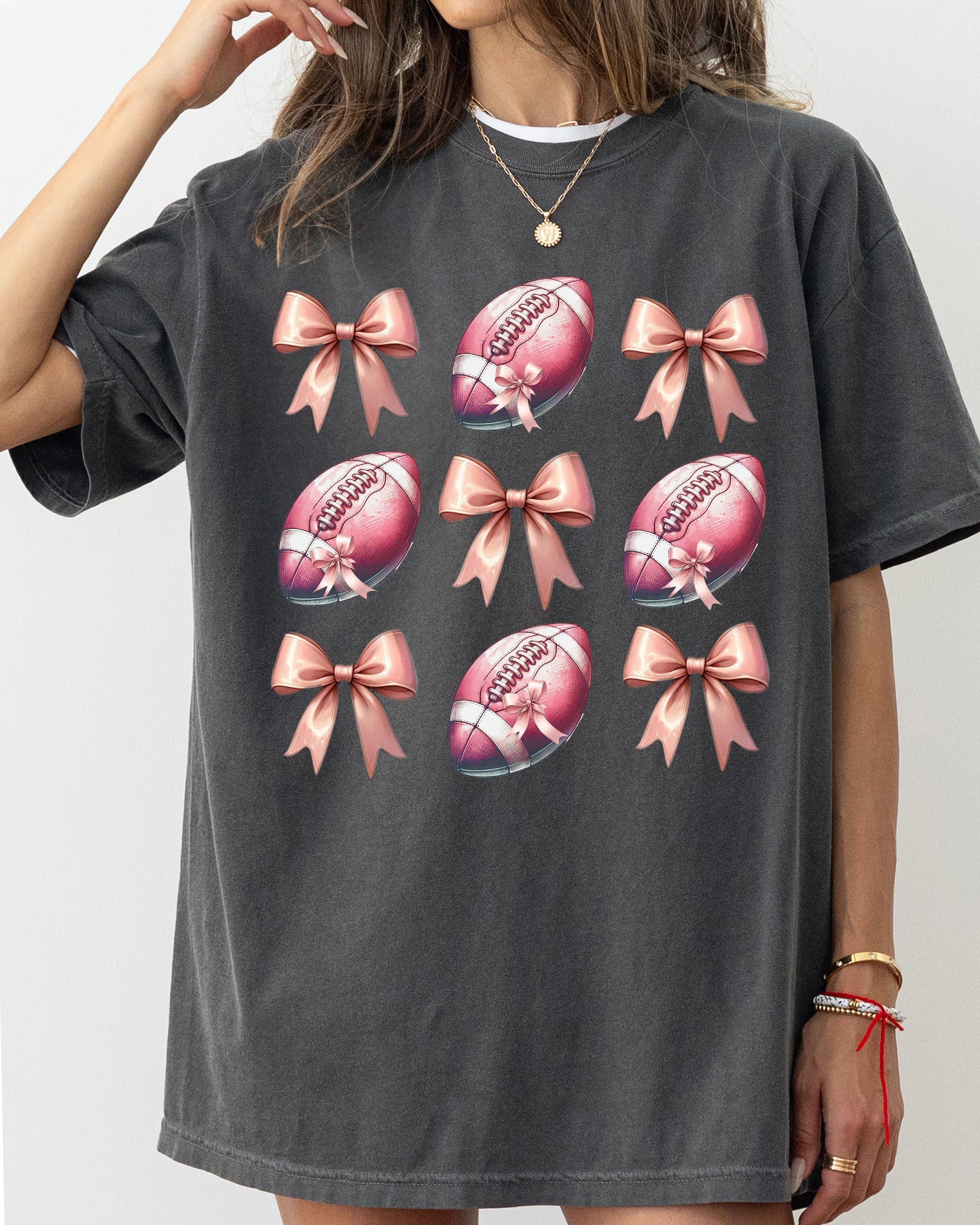 Football Bow Ribbon Ghost Vintage Western Witch Halloween Costume Comfort Colors Tee