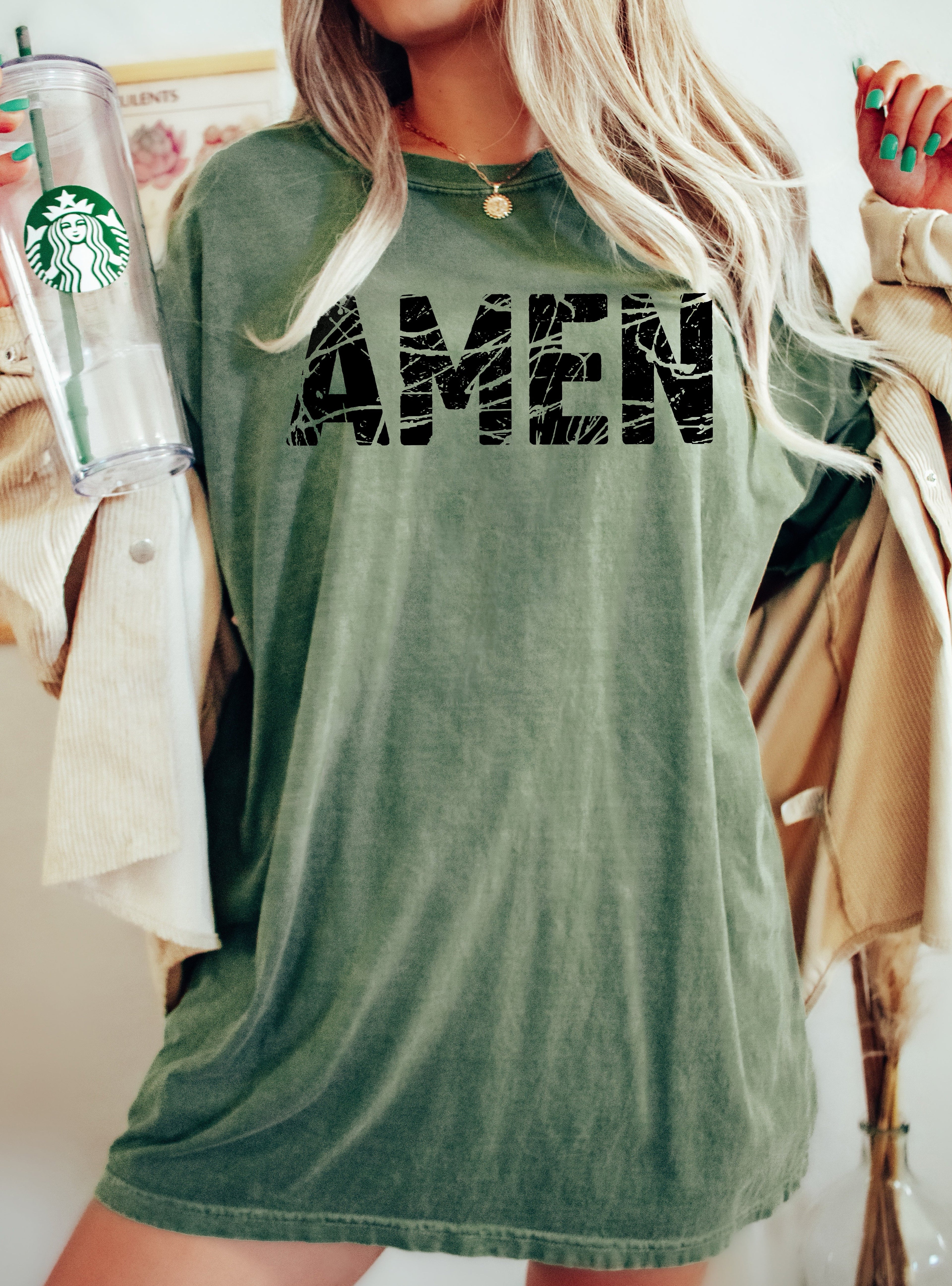 Amen Christian Jesus Vintage Western Witch Halloween Meme Costume Comfort Colors Tee