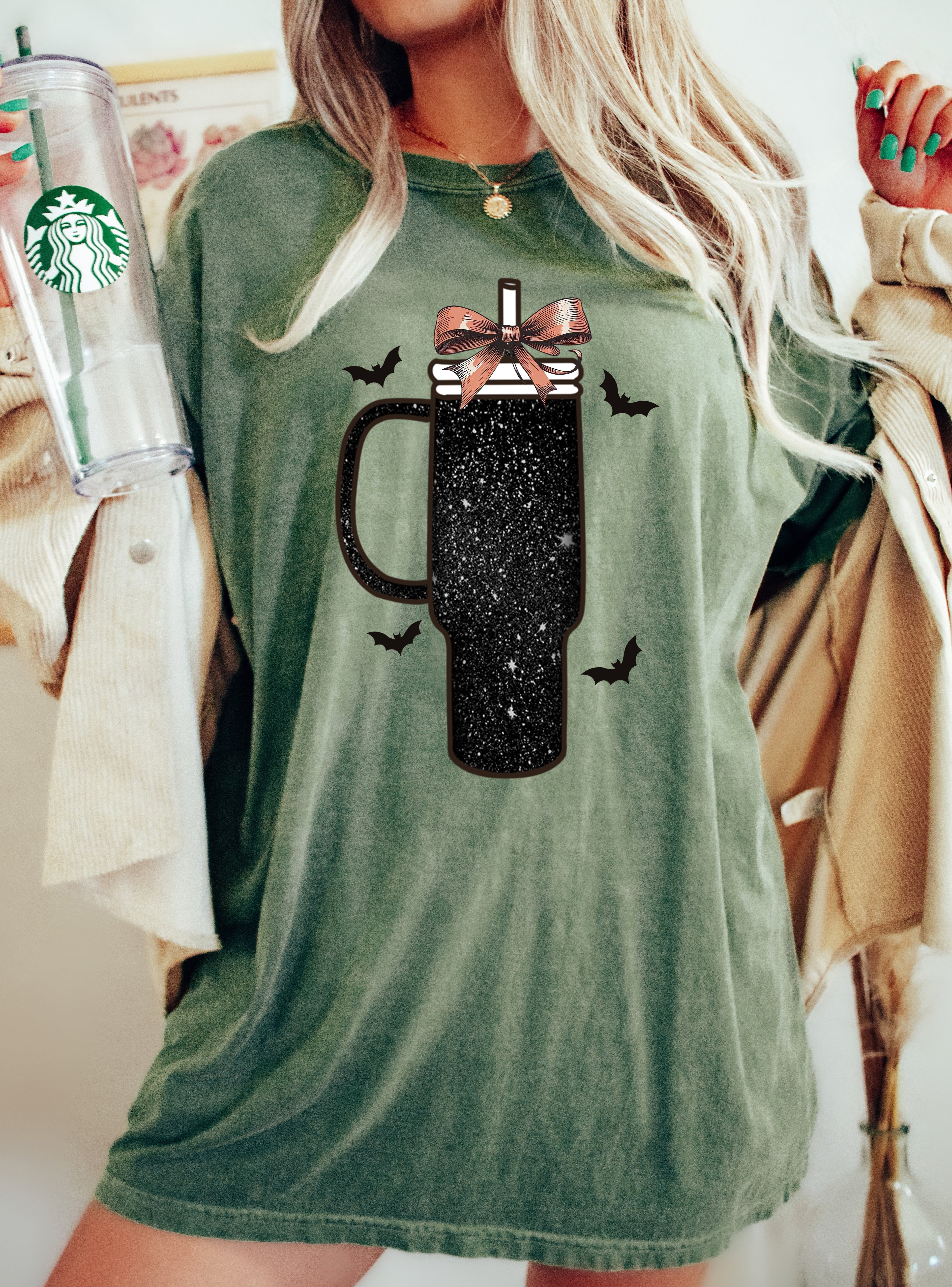 Tumbler Coffee Lover Vintage Western Witch Halloween Meme Costume Comfort Colors Tee
