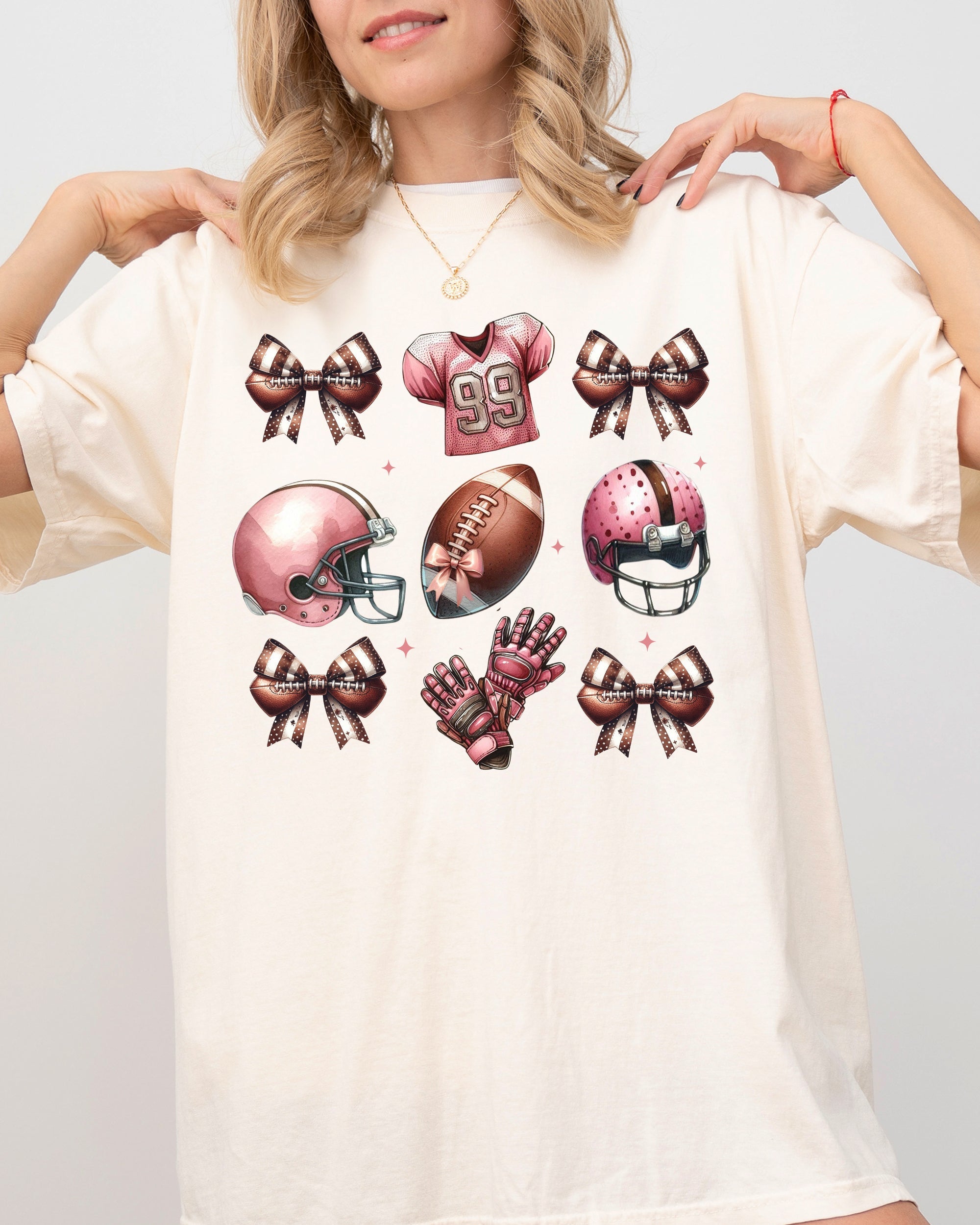 Football Icons Bow Ribbon Skeleton Ghost Vintage Western Witch Halloween Costume Comfort Colors Tee