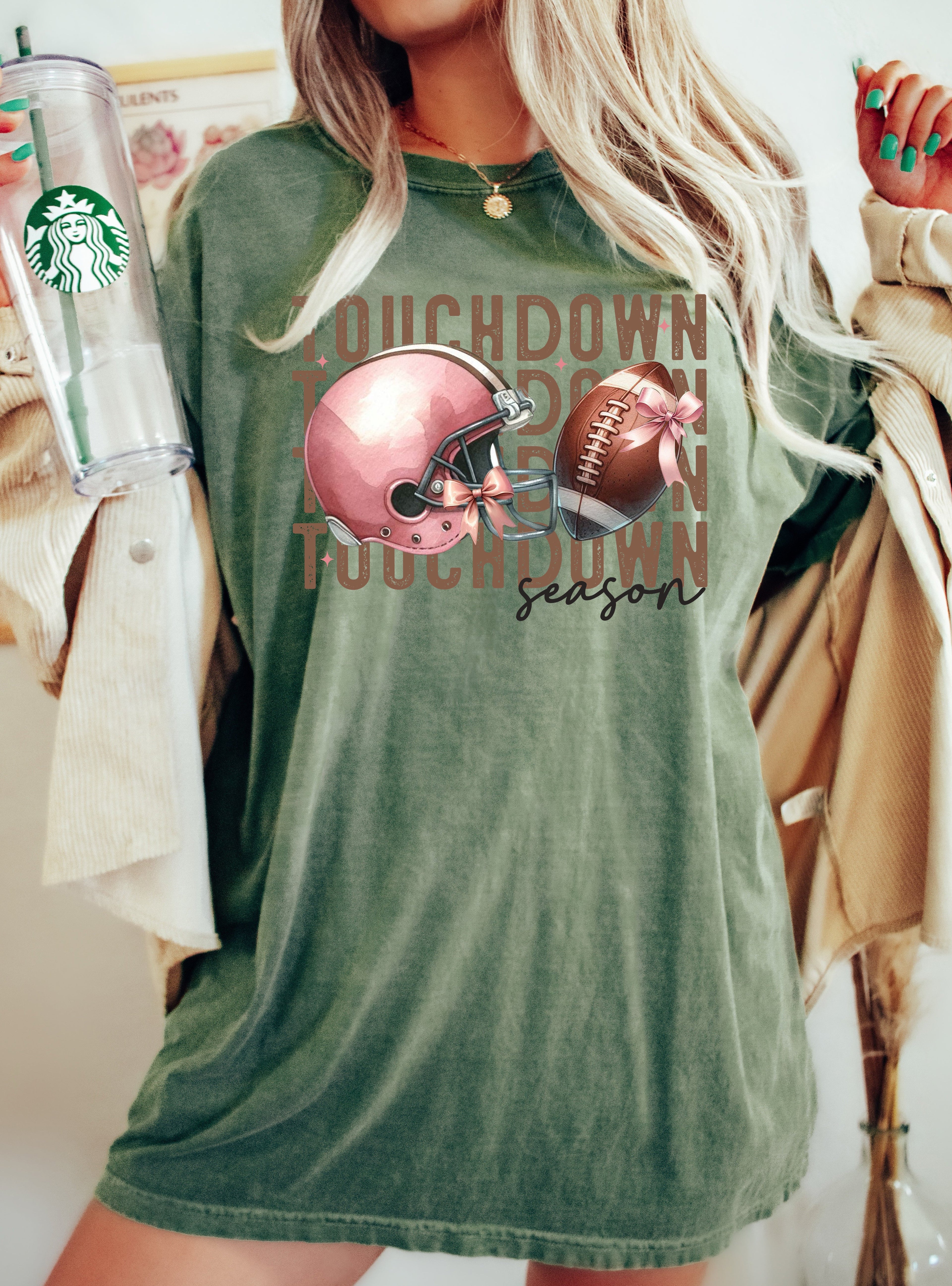 Touchdown Football Skeleton Ghost Vintage Western Witch Aesthetic Meme Halloween Costume Comfort Colors Tee