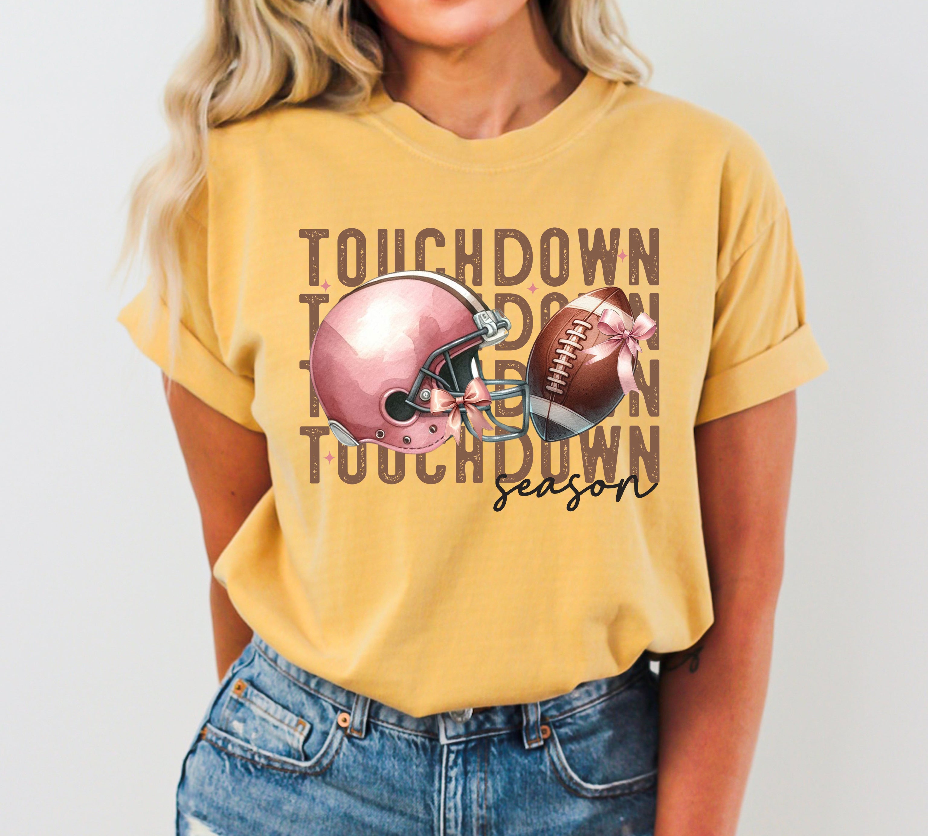 Touchdown Football Skeleton Ghost Vintage Western Witch Aesthetic Meme Halloween Costume Comfort Colors Tee
