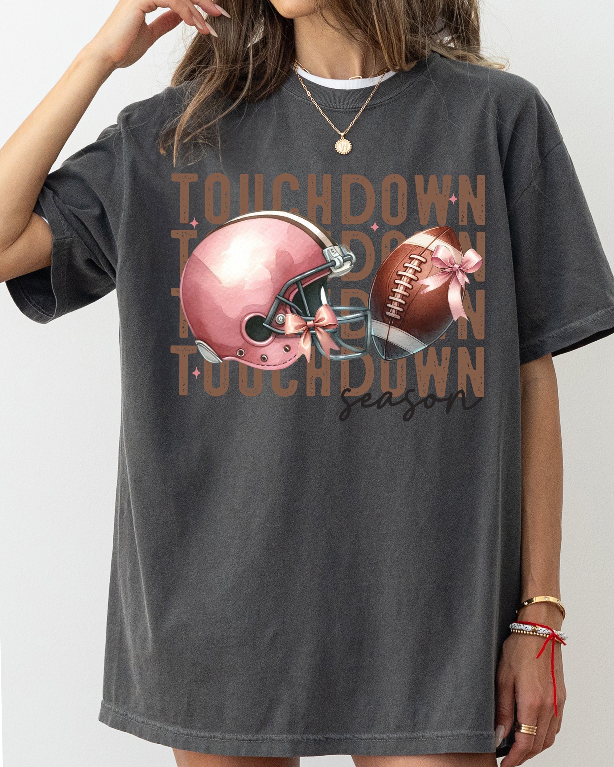 Touchdown Football Skeleton Ghost Vintage Western Witch Aesthetic Meme Halloween Costume Comfort Colors Tee