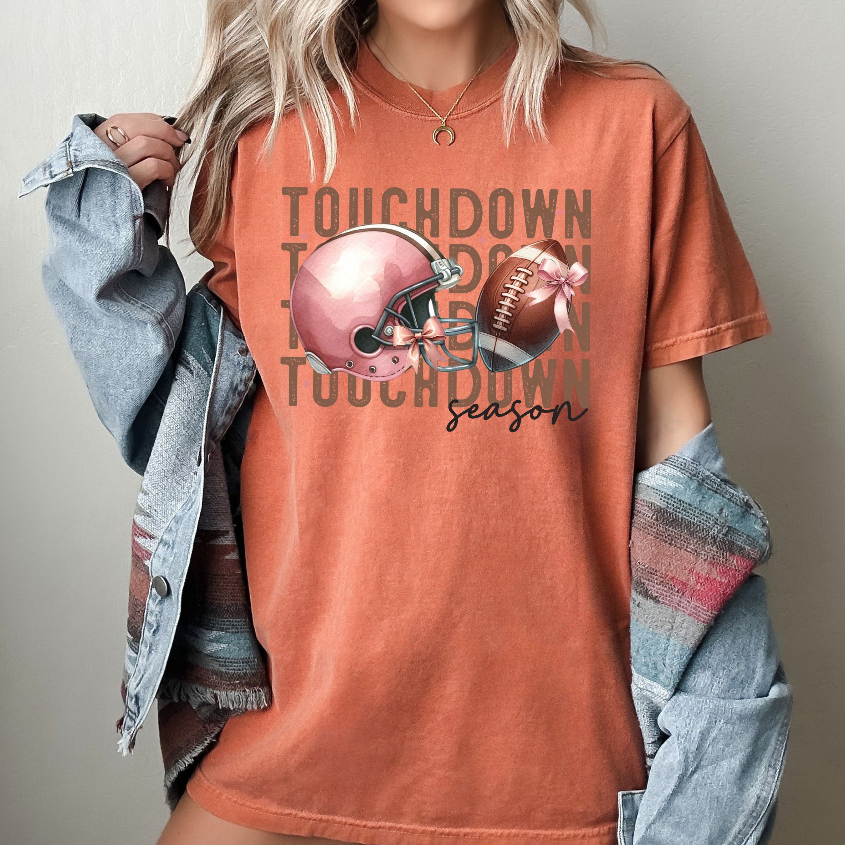 Touchdown Football Skeleton Ghost Vintage Western Witch Aesthetic Meme Halloween Costume Comfort Colors Tee
