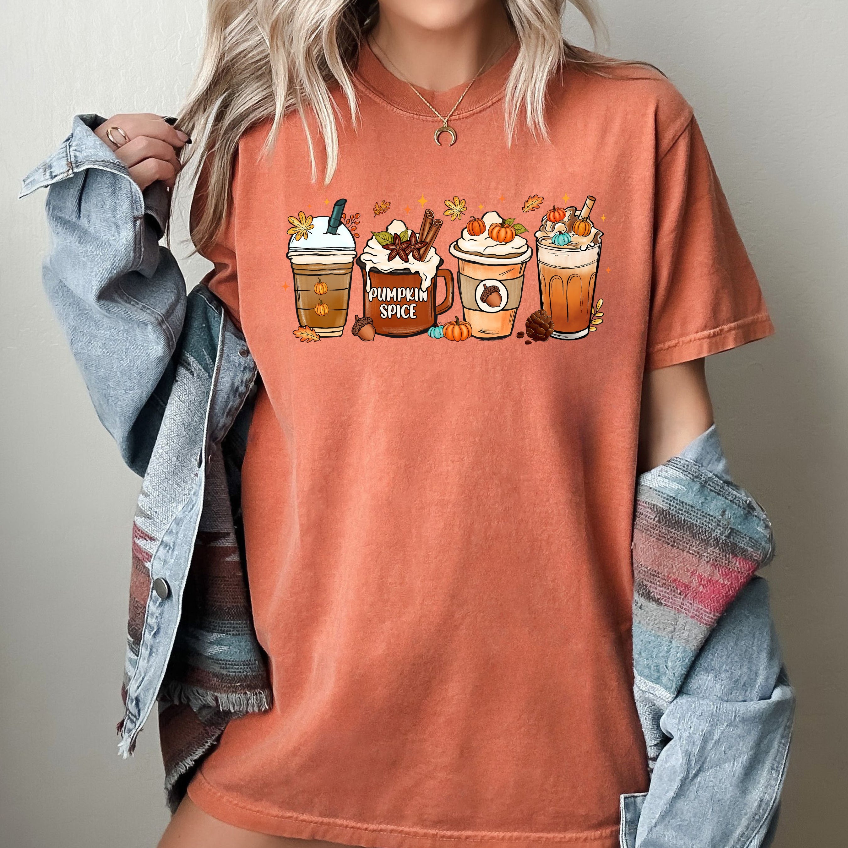 Coffee Lover Pumpkin Spice Fall Western Witch Halloween Costume Comfort Colors Tee