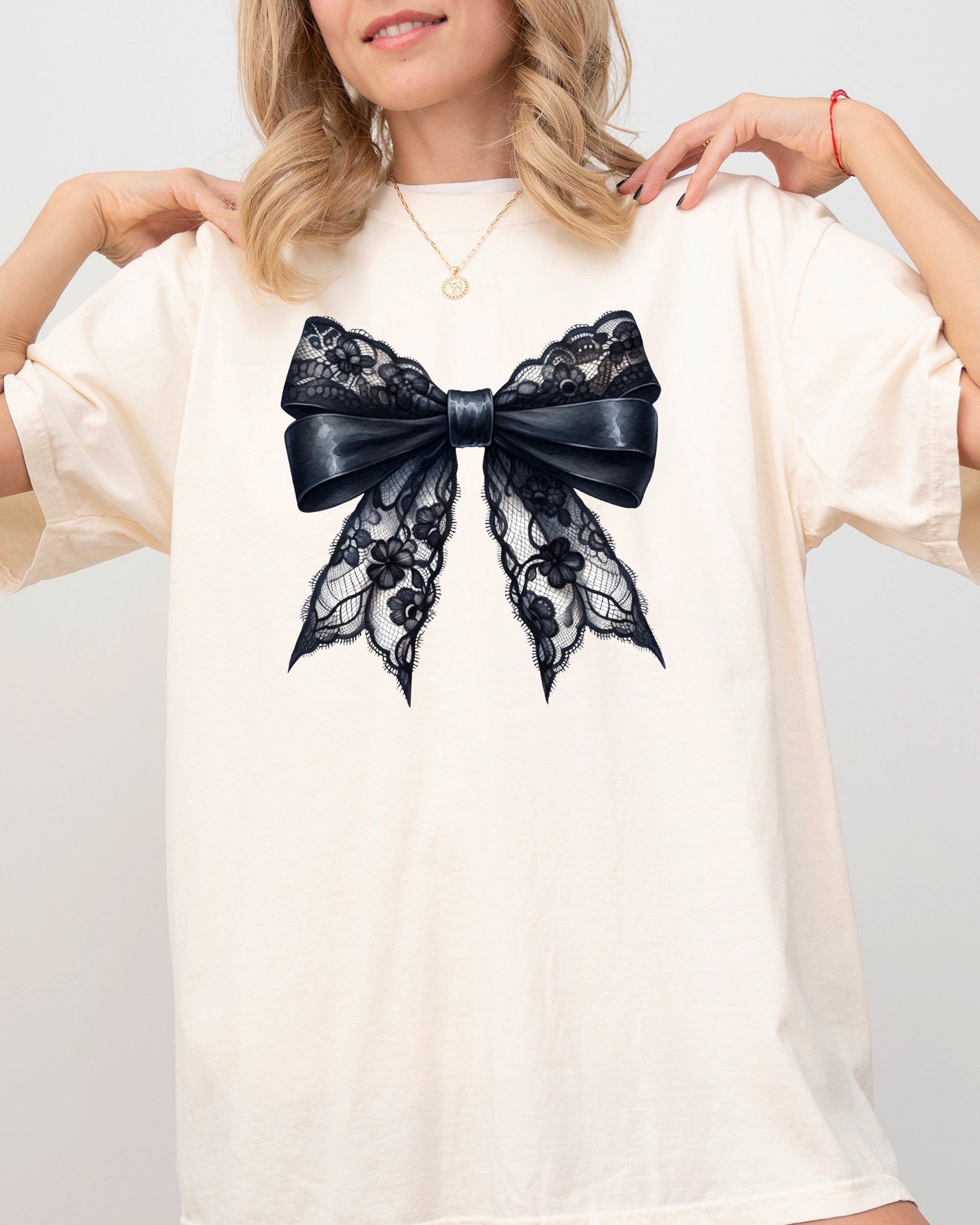 Black Bow Ribbon Vintage Skeleton Ghost Witch Halloween Costume Comfort Colors Tee