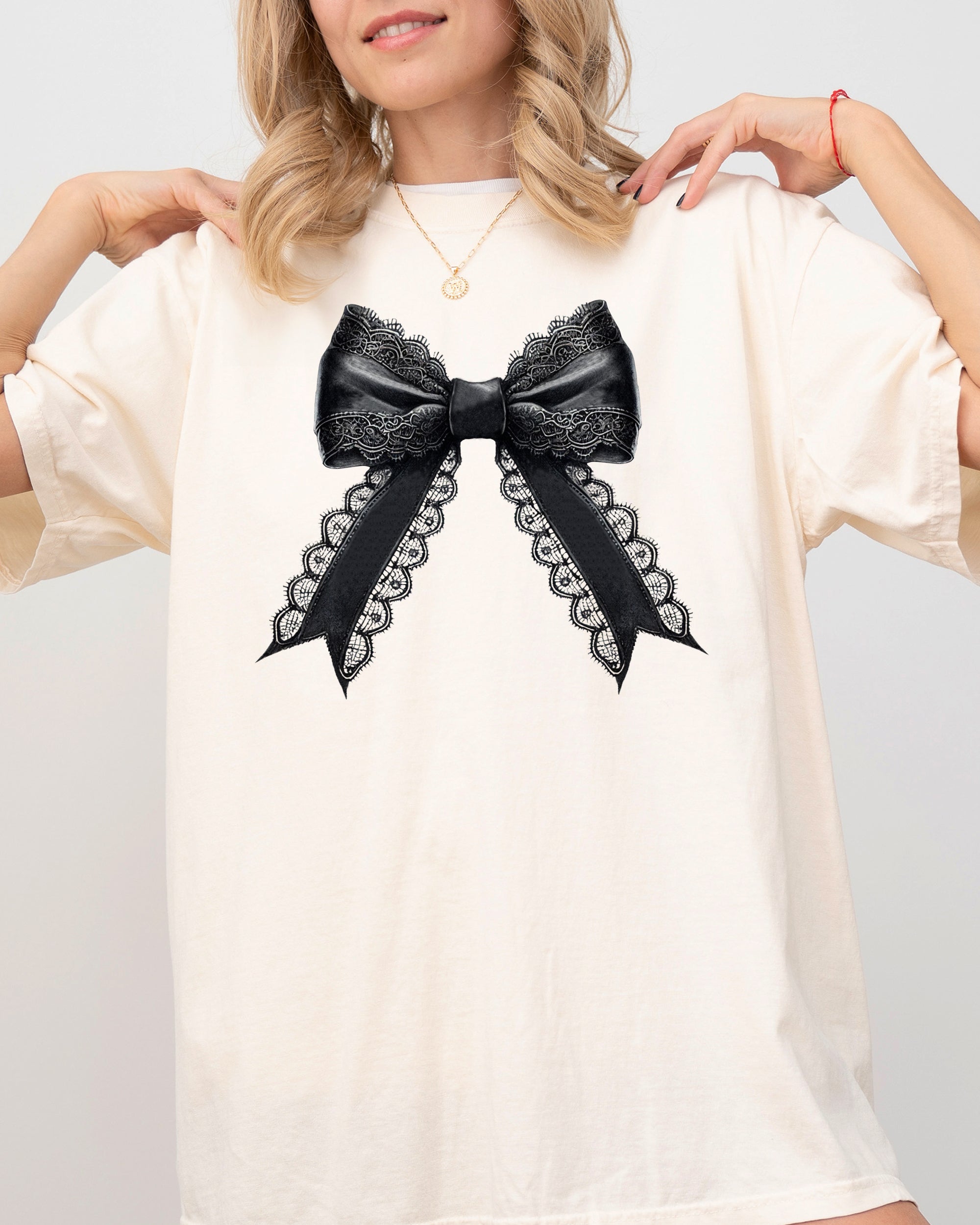 Vintage Black Bow Ribbon Skeleton Ghost Western Witch Aesthetic Halloween Meme Comfort Colors Tee