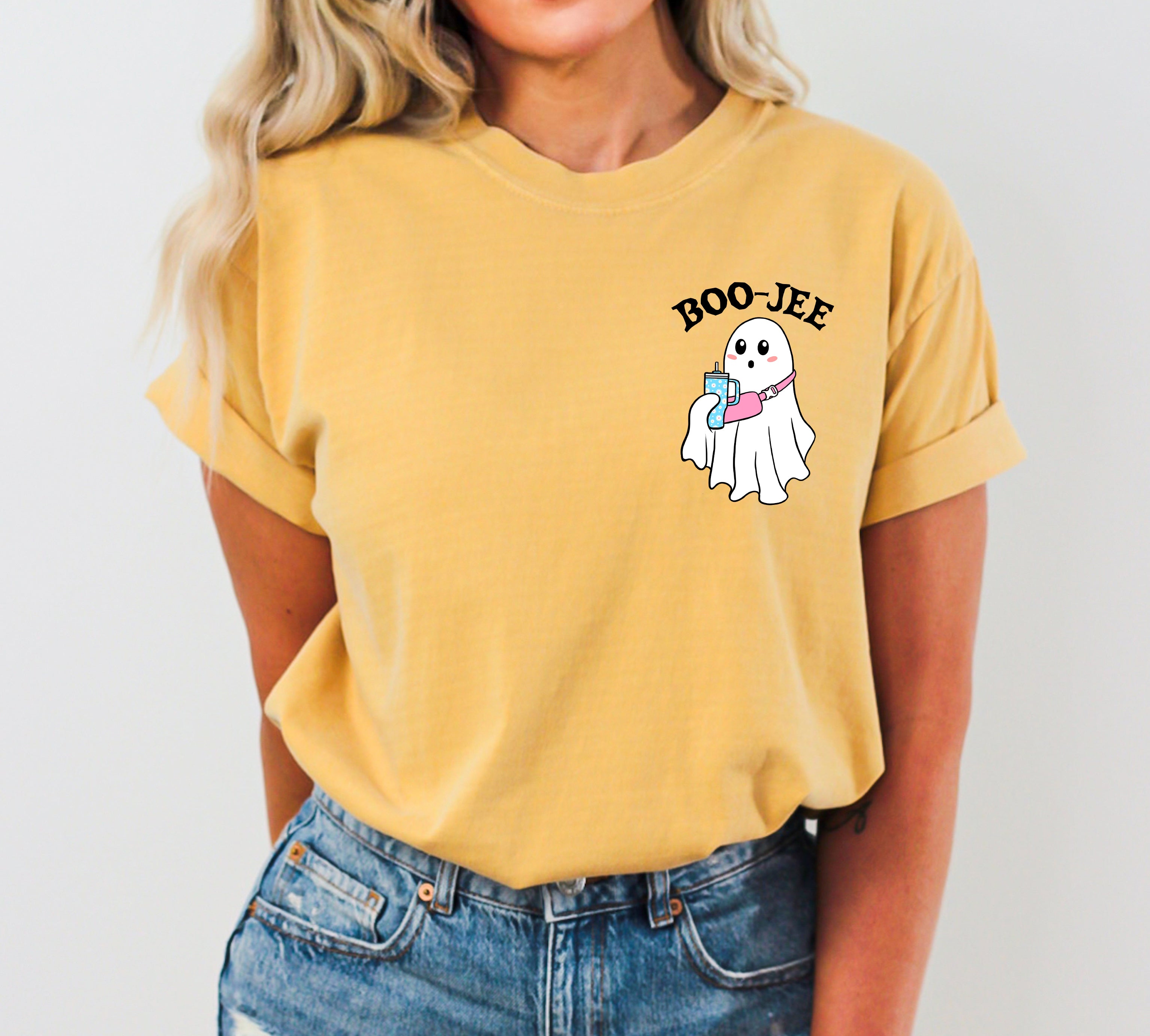 Boojee Ghost Vintage Pocket Western Witch Aesthetic Meme Halloween Costume Comfort Colors Tee
