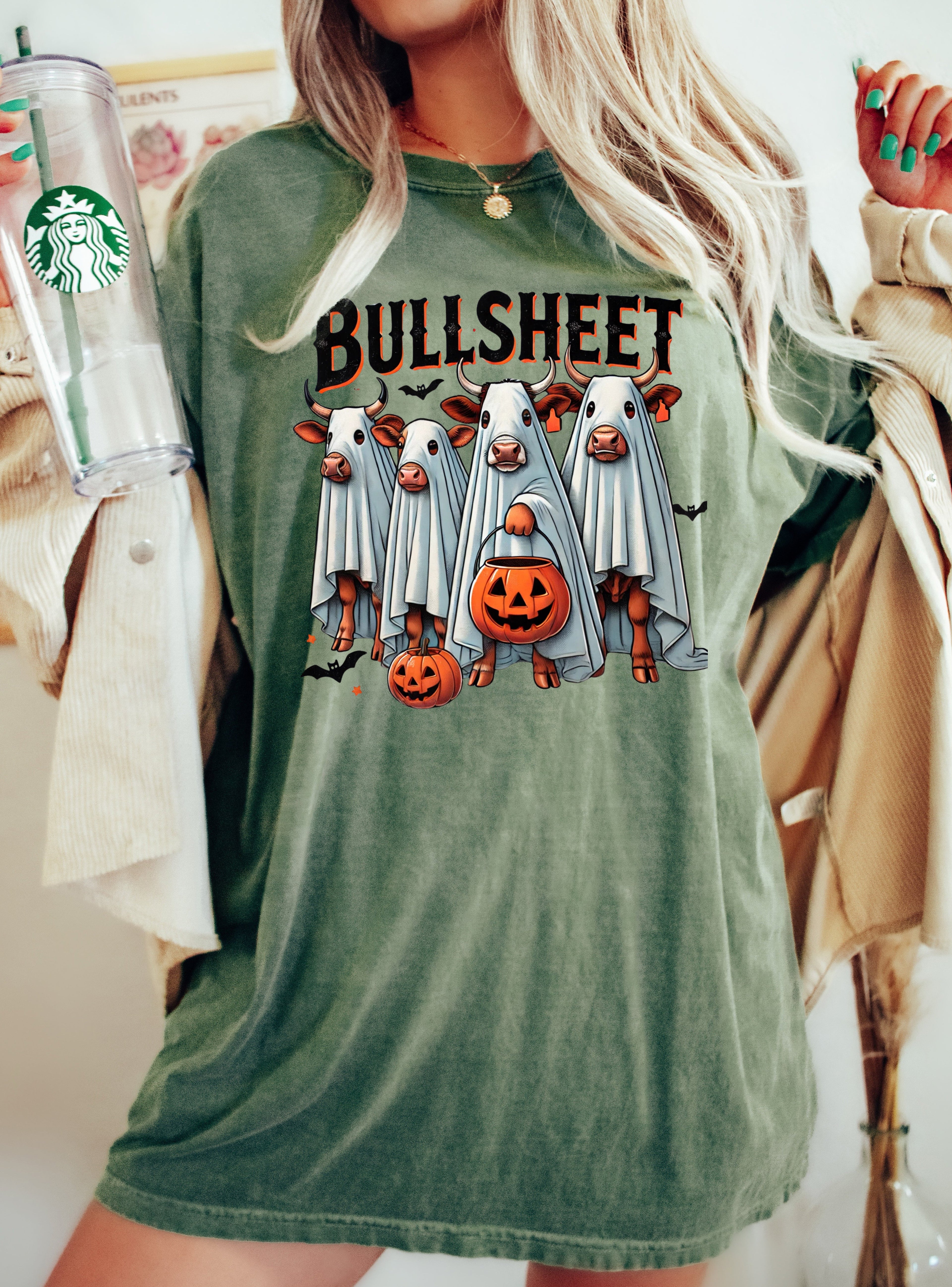 Bull Sheet Cow Farm Vintage Western Witch Meme Halloween Costume Comfort Colors Tee