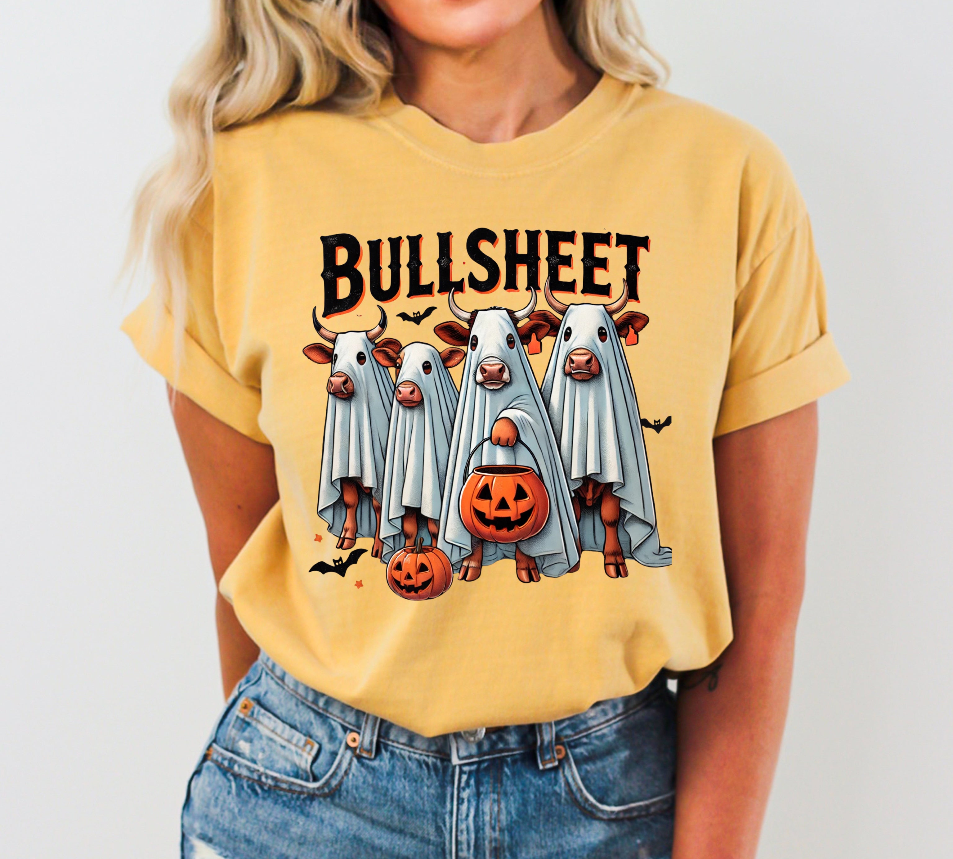 Bull Sheet Cow Farm Vintage Western Witch Meme Halloween Costume Comfort Colors Tee