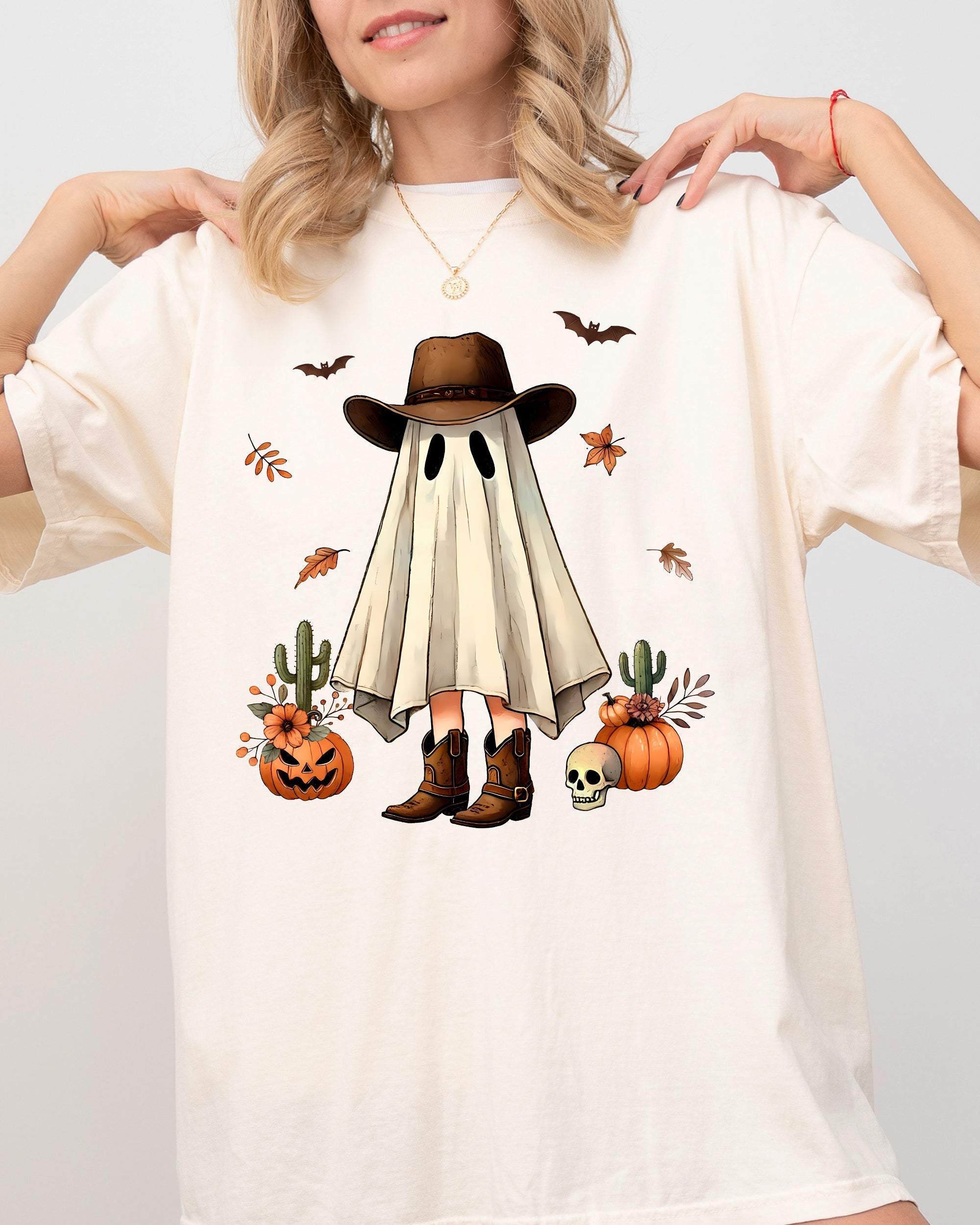 Cowboy Ghost Pumpkin Vintage Western Witch Aesthetic Meme Halloween Costume Comfort Colors Tee