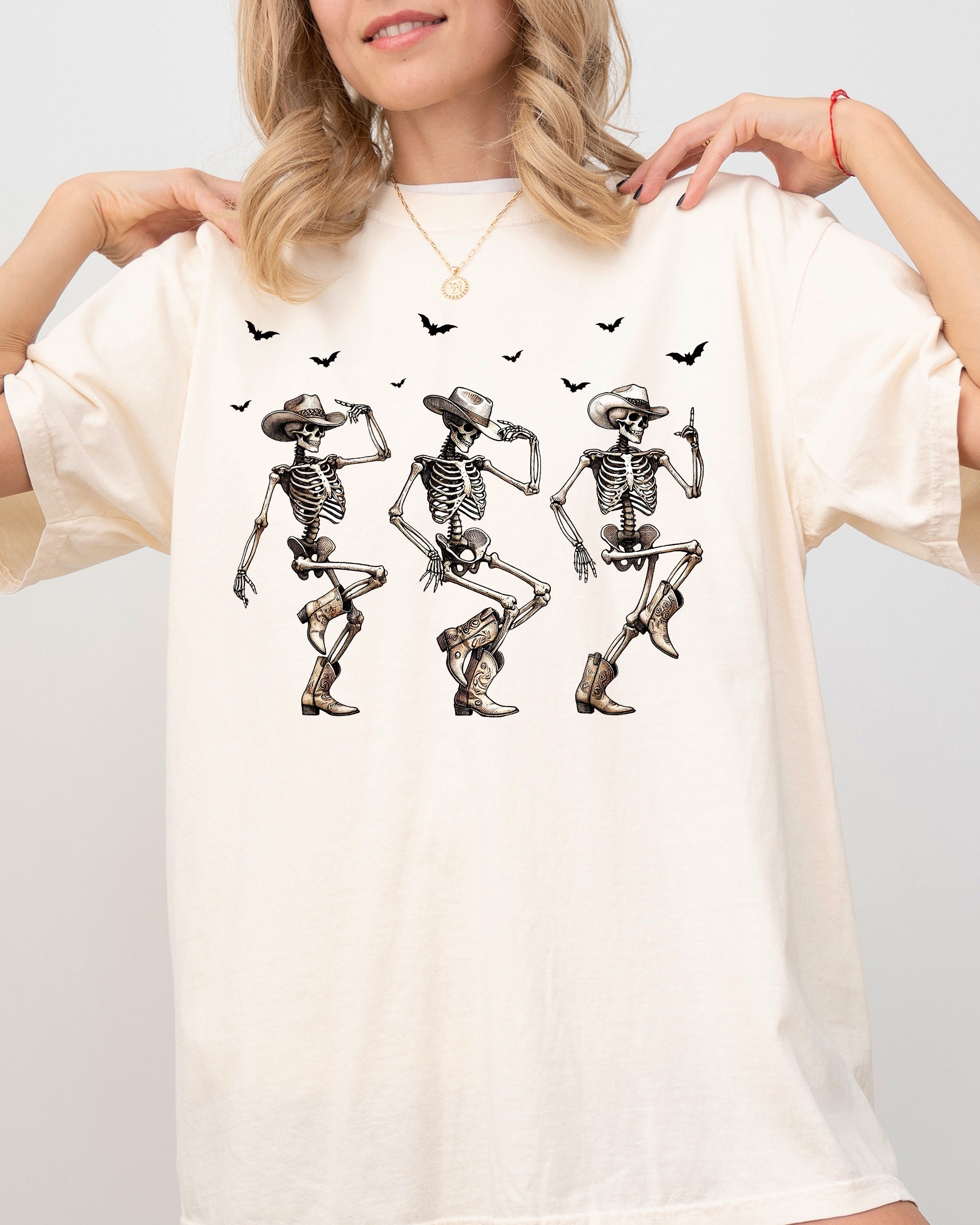 Dancing Cowboy Skeletons Western Witch Halloween Costume Inspired Design Comfort Colors Tee