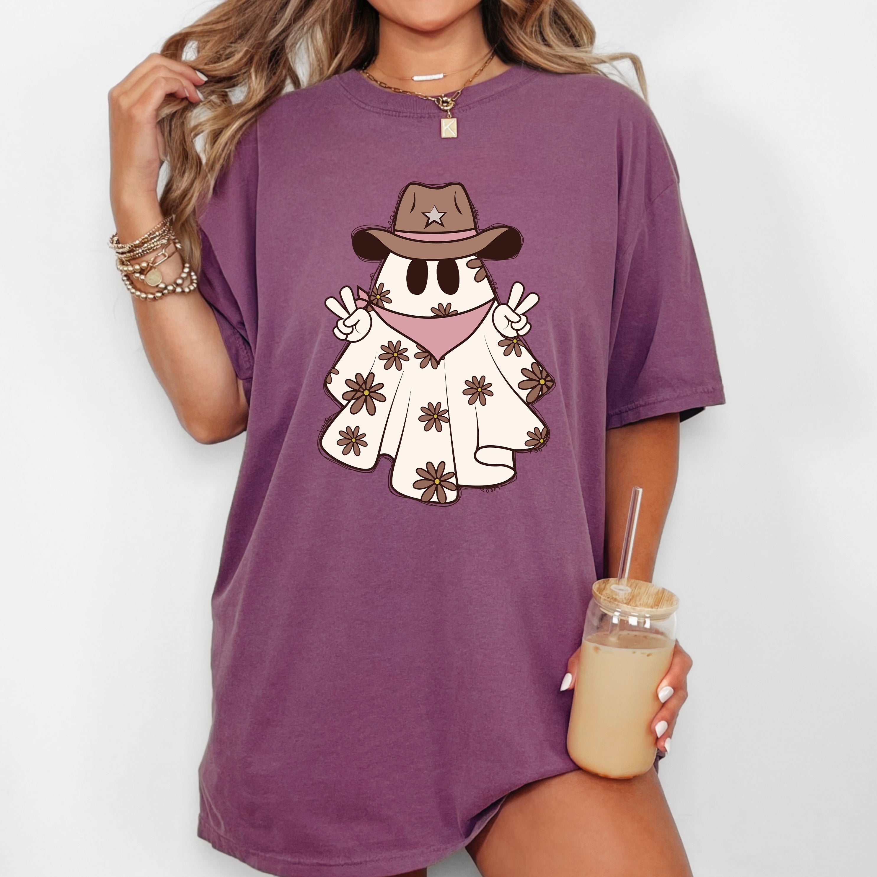 Cowboy Ghost Vintage Western Witch Aesthetic Meme Halloween Costume Comfort Colors Tee