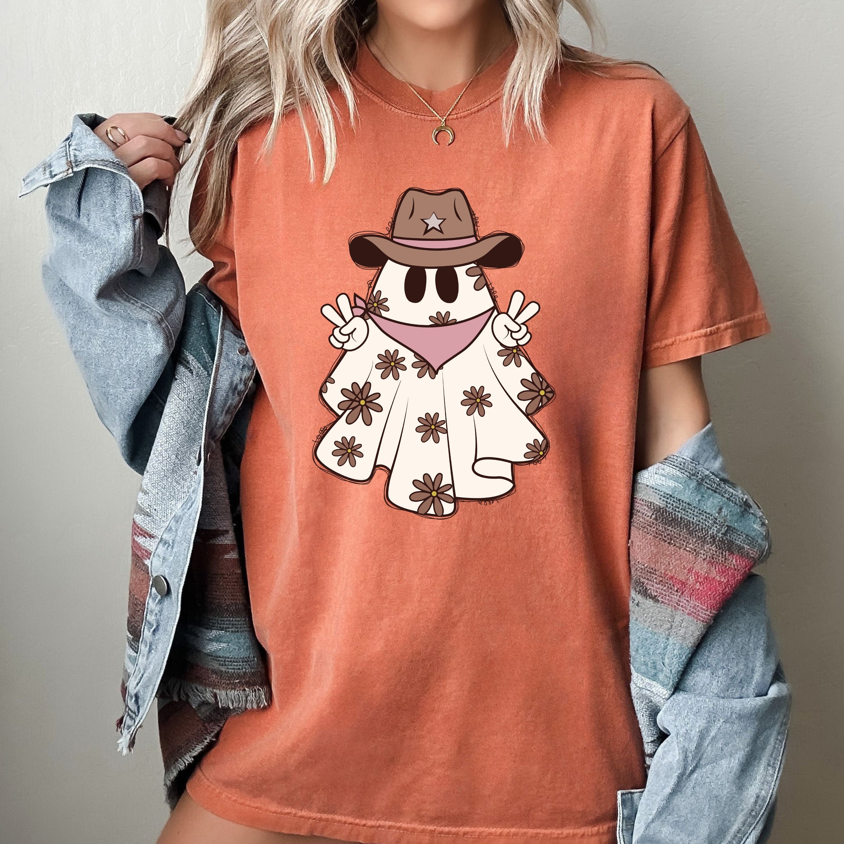 Cowboy Ghost Vintage Western Witch Aesthetic Meme Halloween Costume Comfort Colors Tee