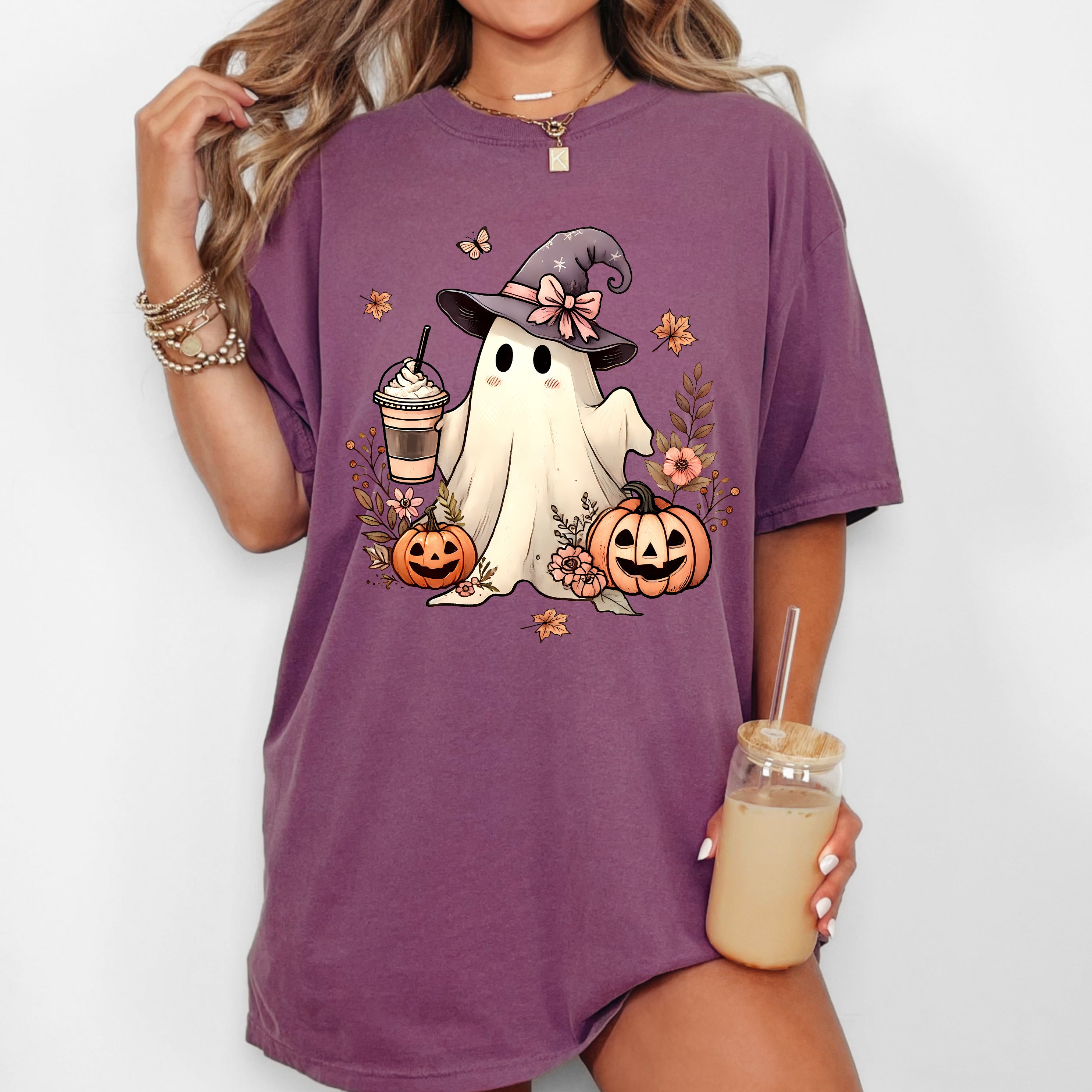 Coffee Ghost Vintage Western Witch Meme Halloween Costume Edition Comfort Colors Tee