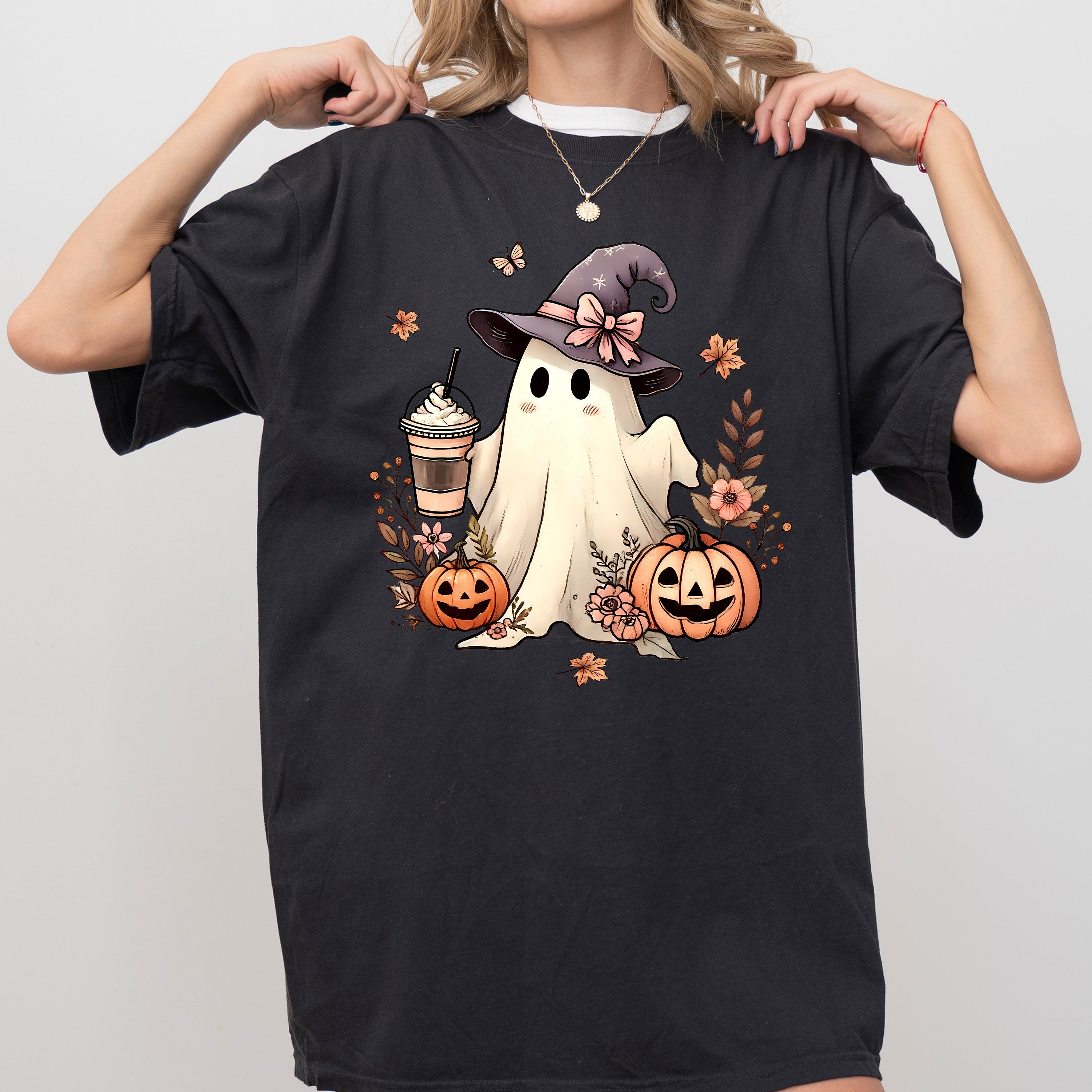 Coffee Ghost Vintage Western Witch Meme Halloween Costume Edition Comfort Colors Tee