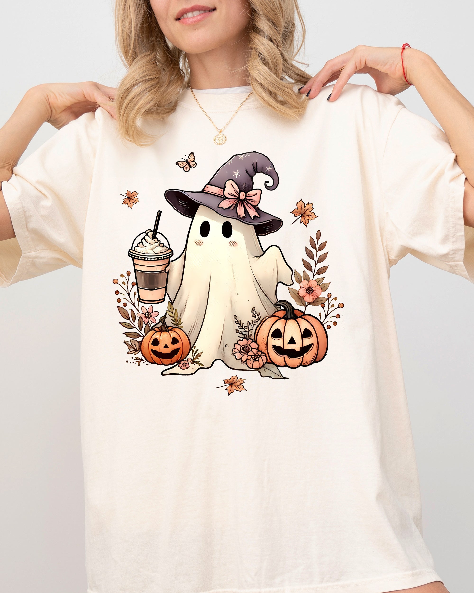Coffee Ghost Vintage Western Witch Meme Halloween Costume Edition Comfort Colors Tee