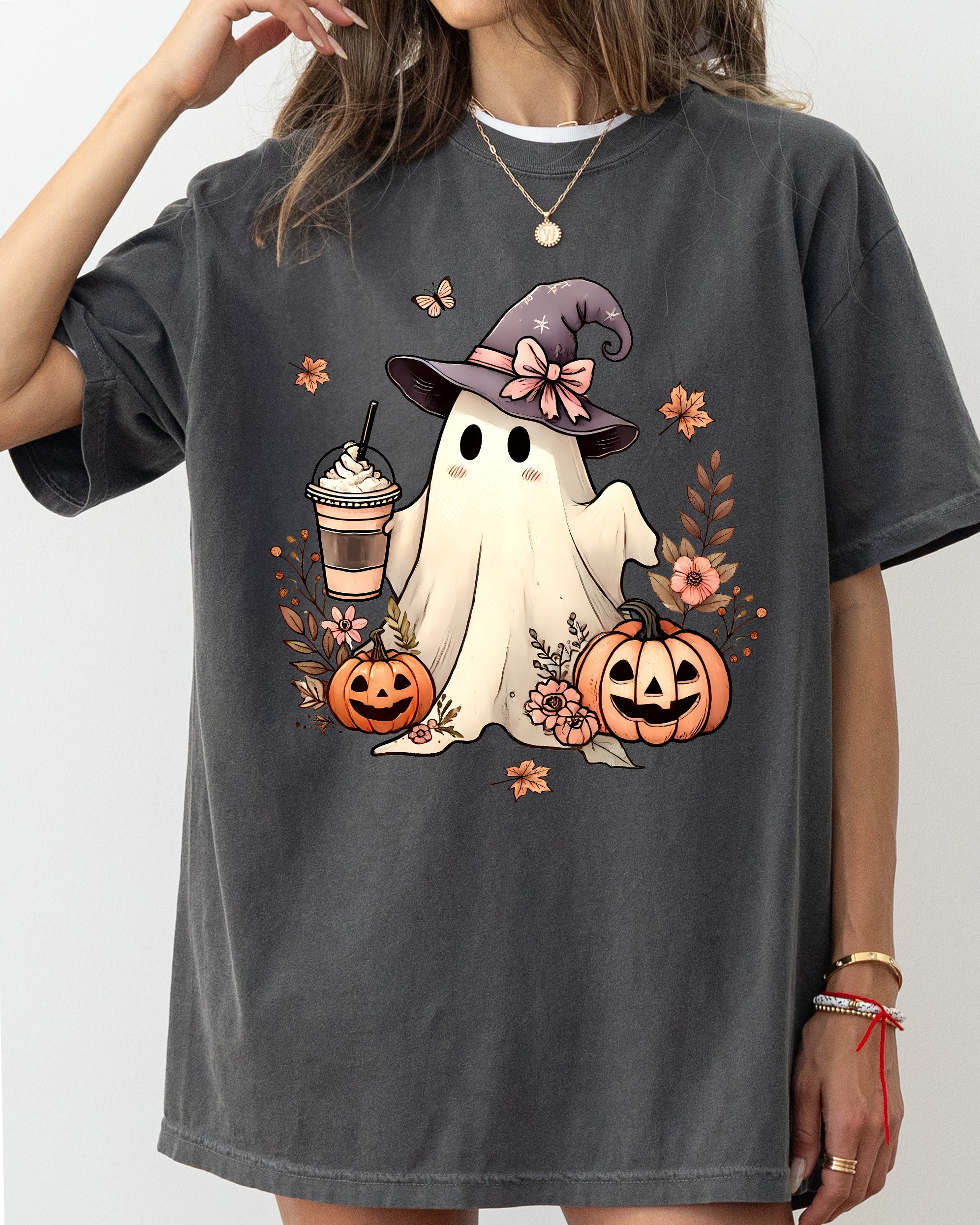 Coffee Ghost Vintage Western Witch Meme Halloween Costume Edition Comfort Colors Tee