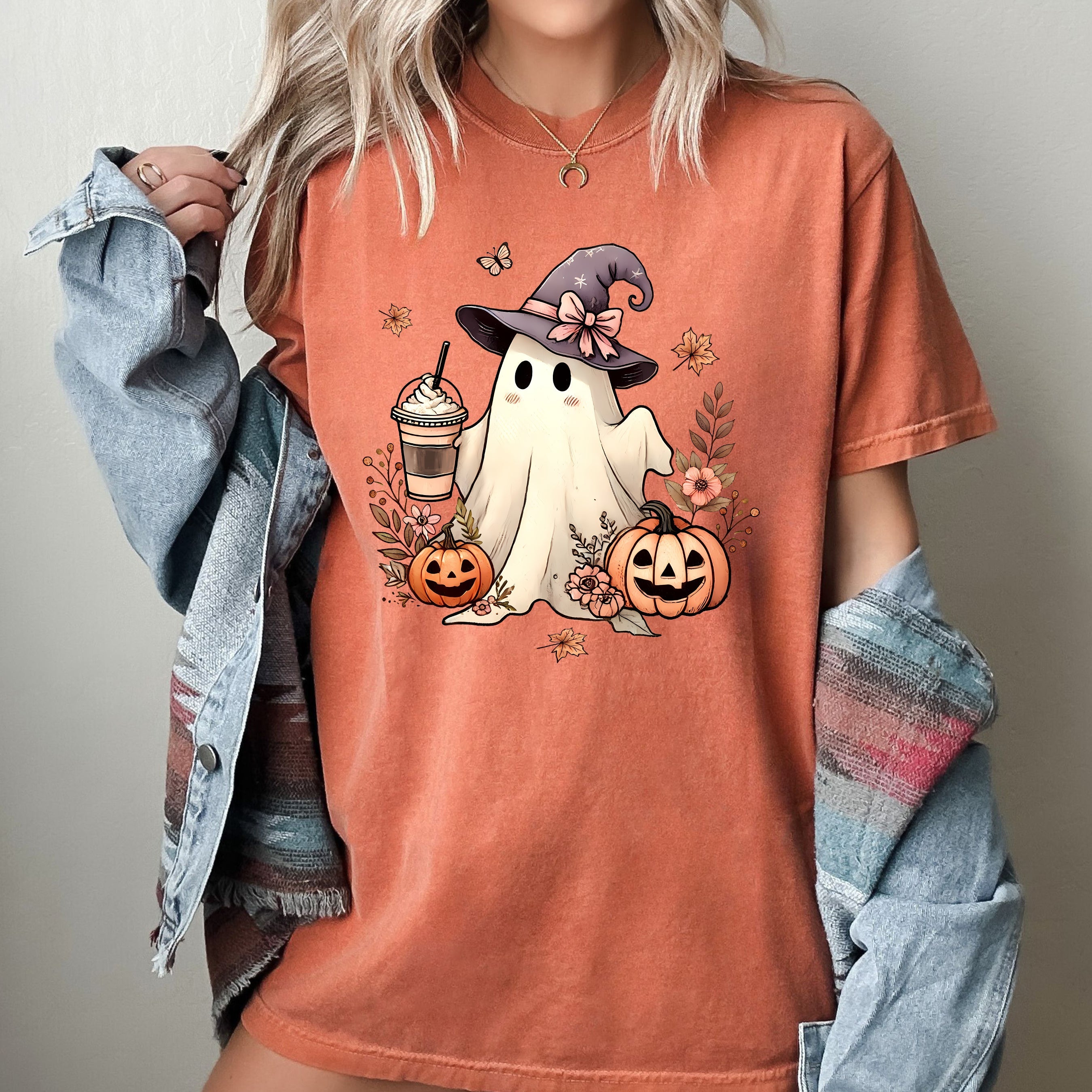 Coffee Ghost Vintage Western Witch Meme Halloween Costume Edition Comfort Colors Tee