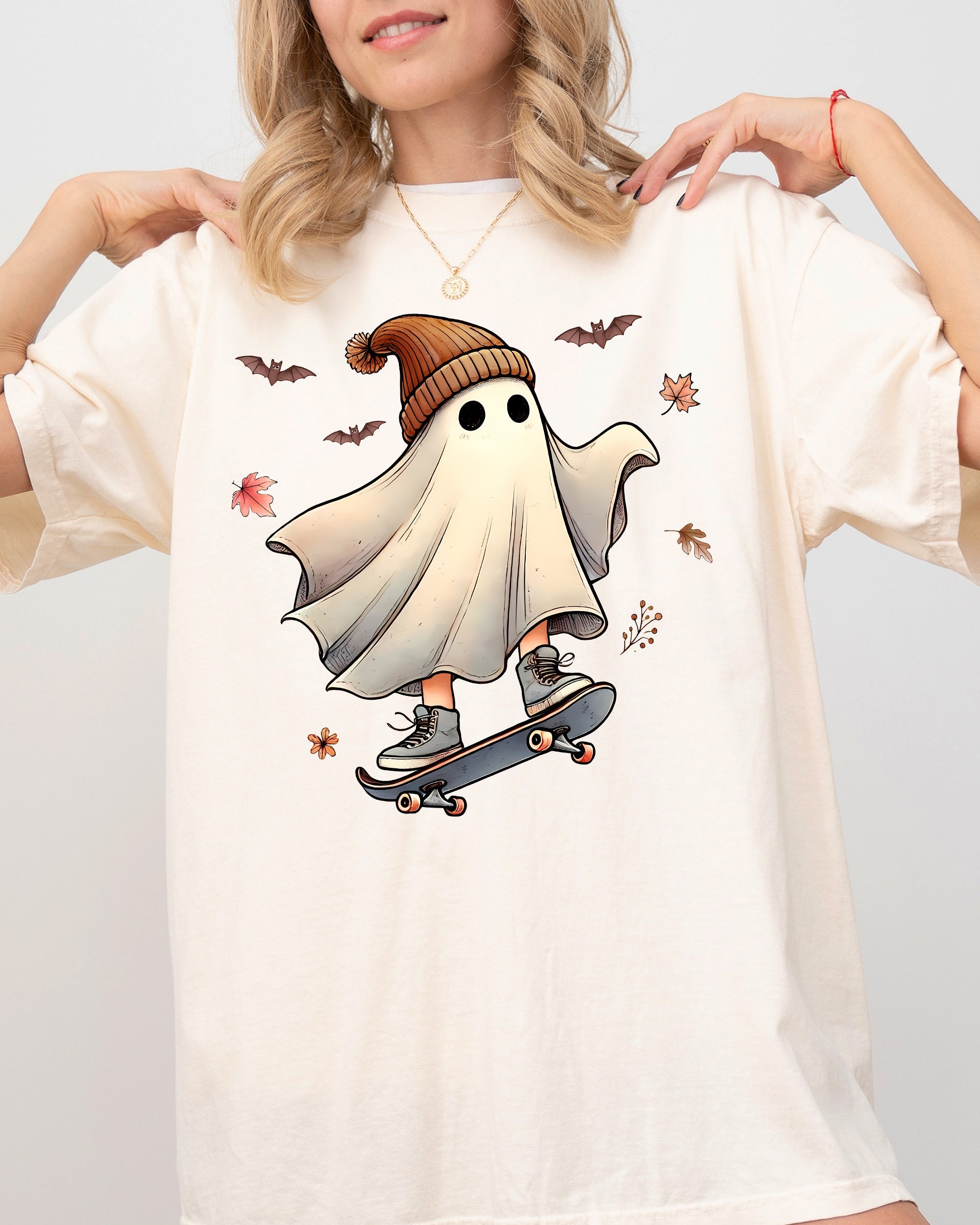 Skater Ghost Pumpkin Skeleton Witch Vintage Aesthetic Halloween Meme Western Comfort Colors Tee