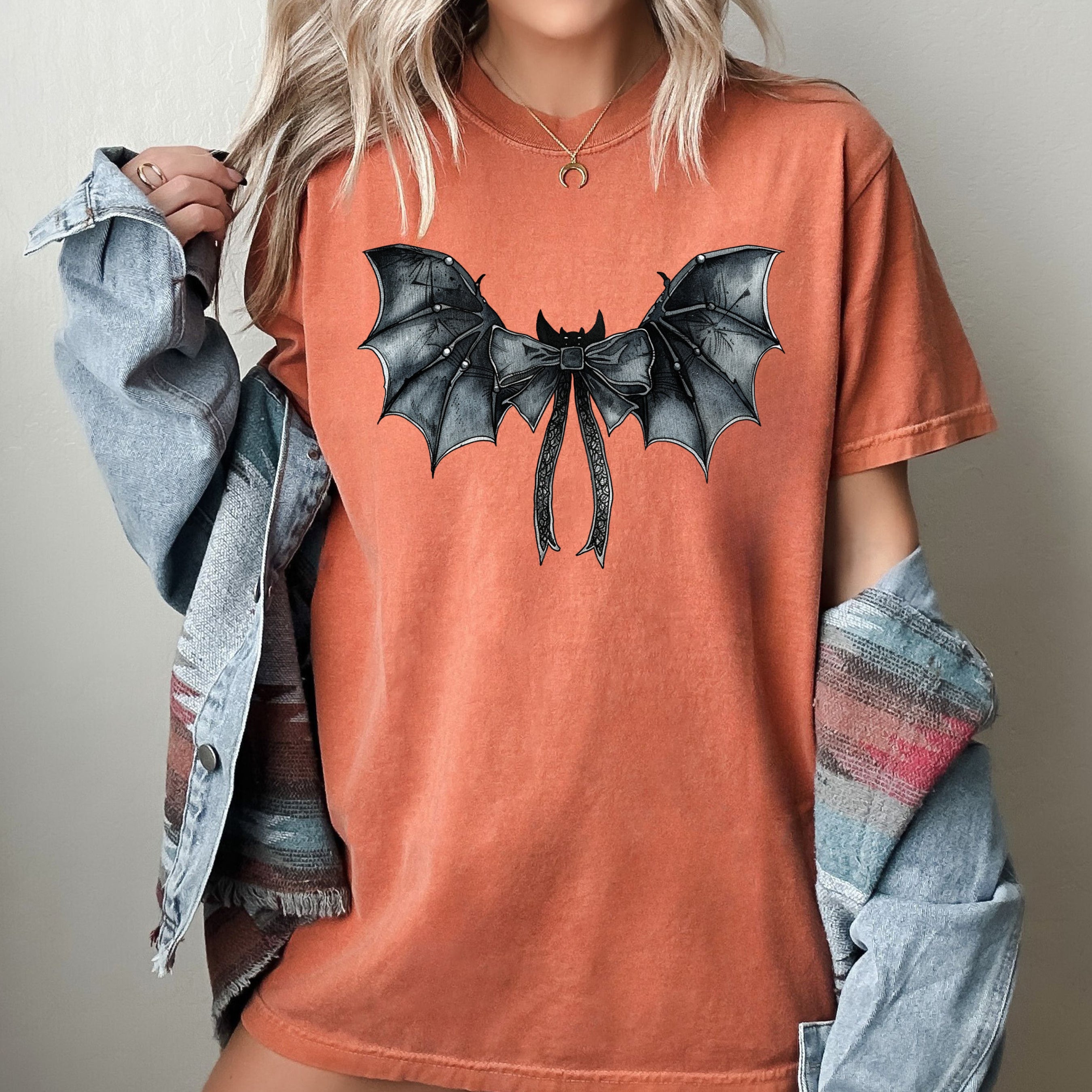 Bat Wings Vintage Western Witch Aesthetic Meme Halloween Costume Comfort Colors Tee