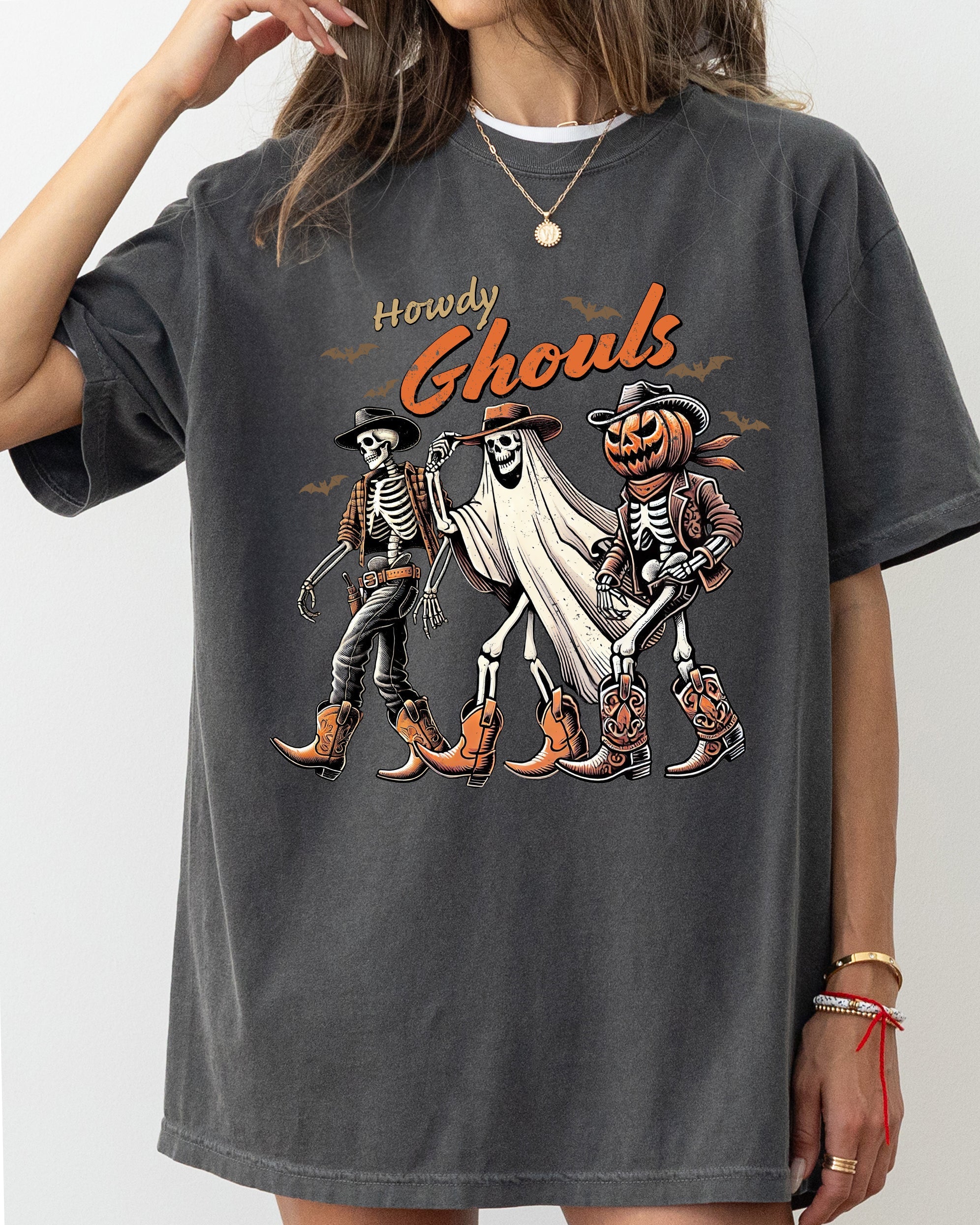 Howdy Ghouls Halloween Cowboy Skeleton Western Witch Meme Costume Inspired Comfort Colors Tee