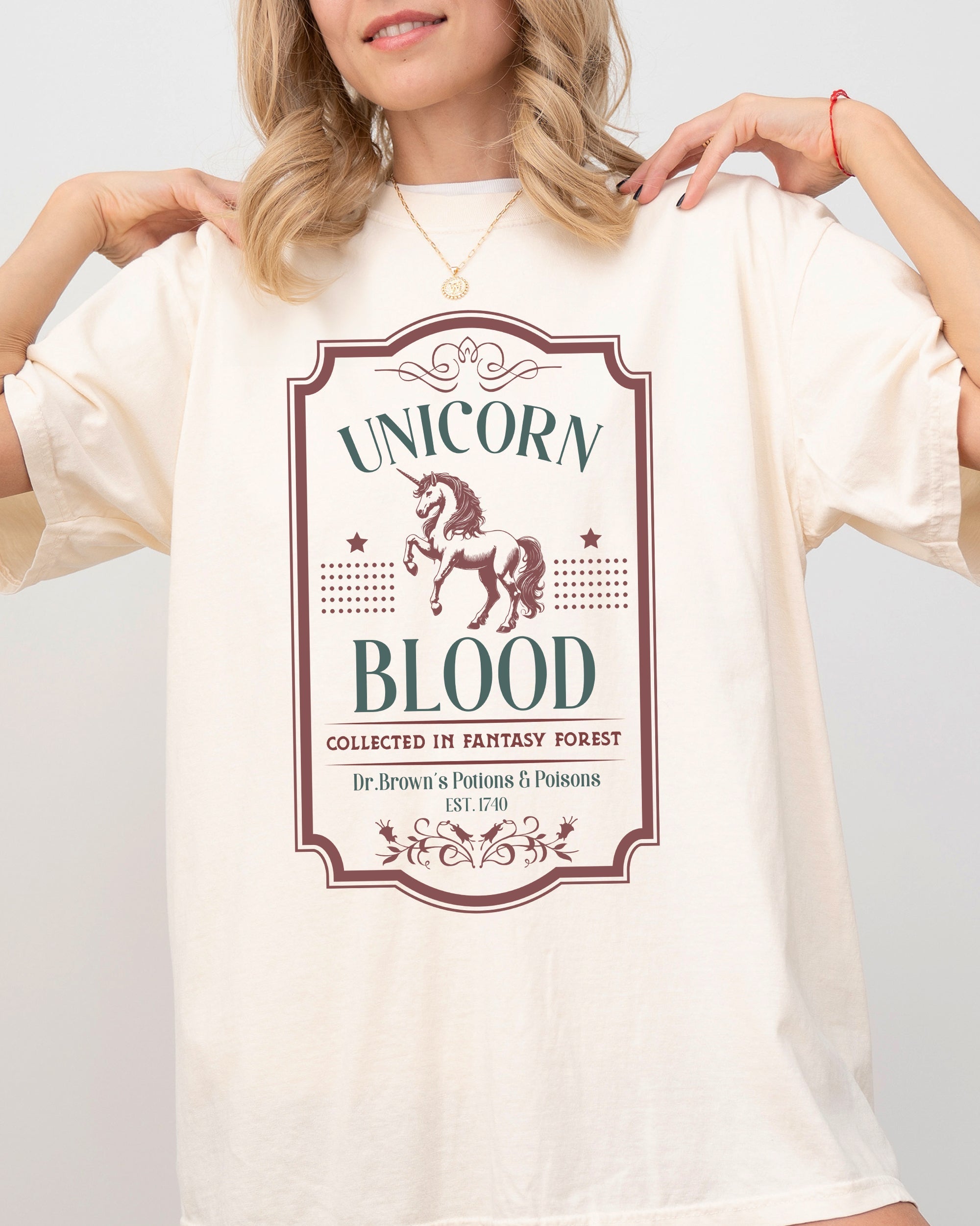 Unicorn Blood Vintage Western Witch Meme Halloween Costume Occult Dark Fantasy Comfort Colors Tee