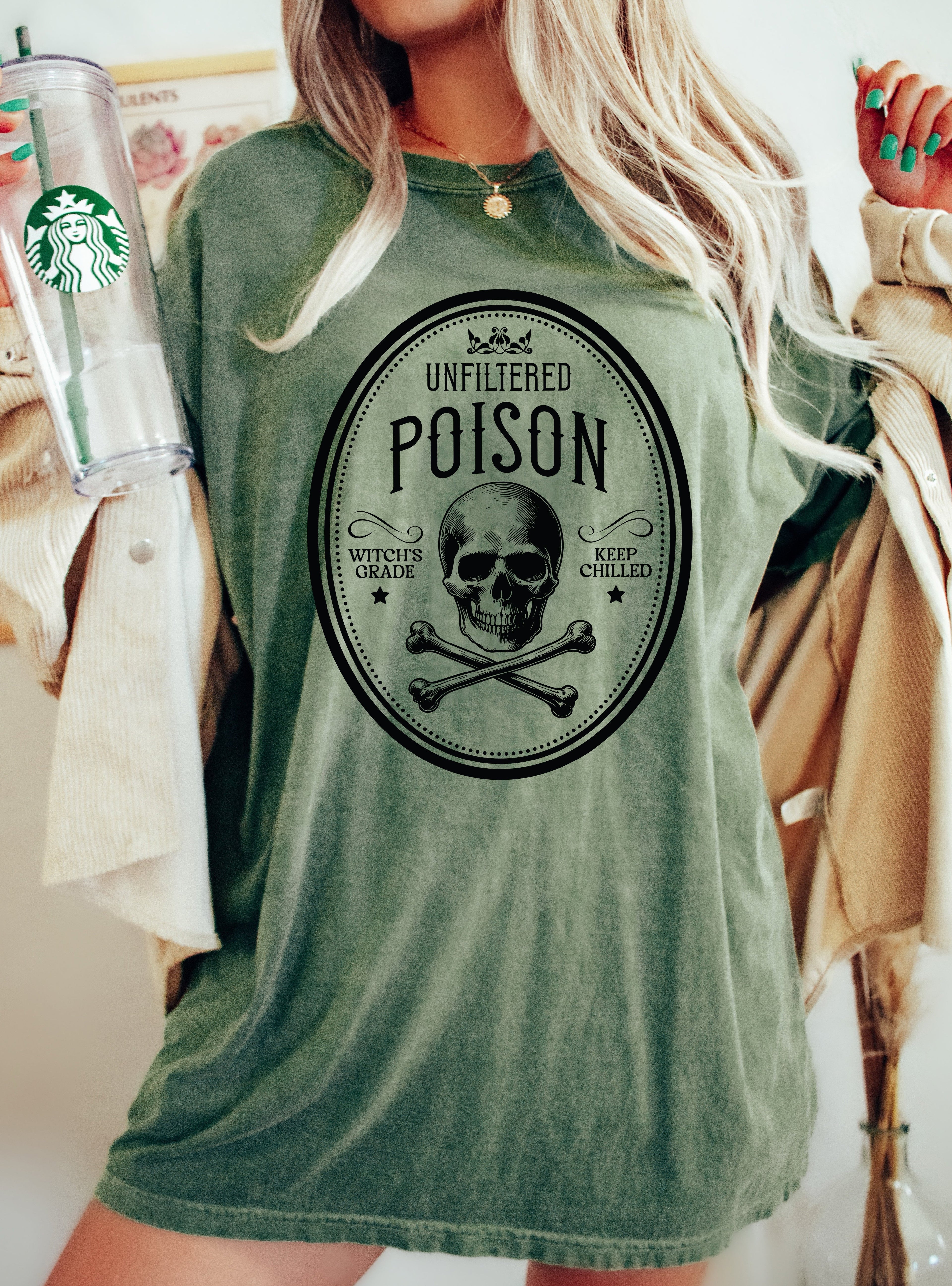 Unfiltered Poison Vintage Western Witch Aesthetic Meme Halloween Costume Comfort Colors Tee