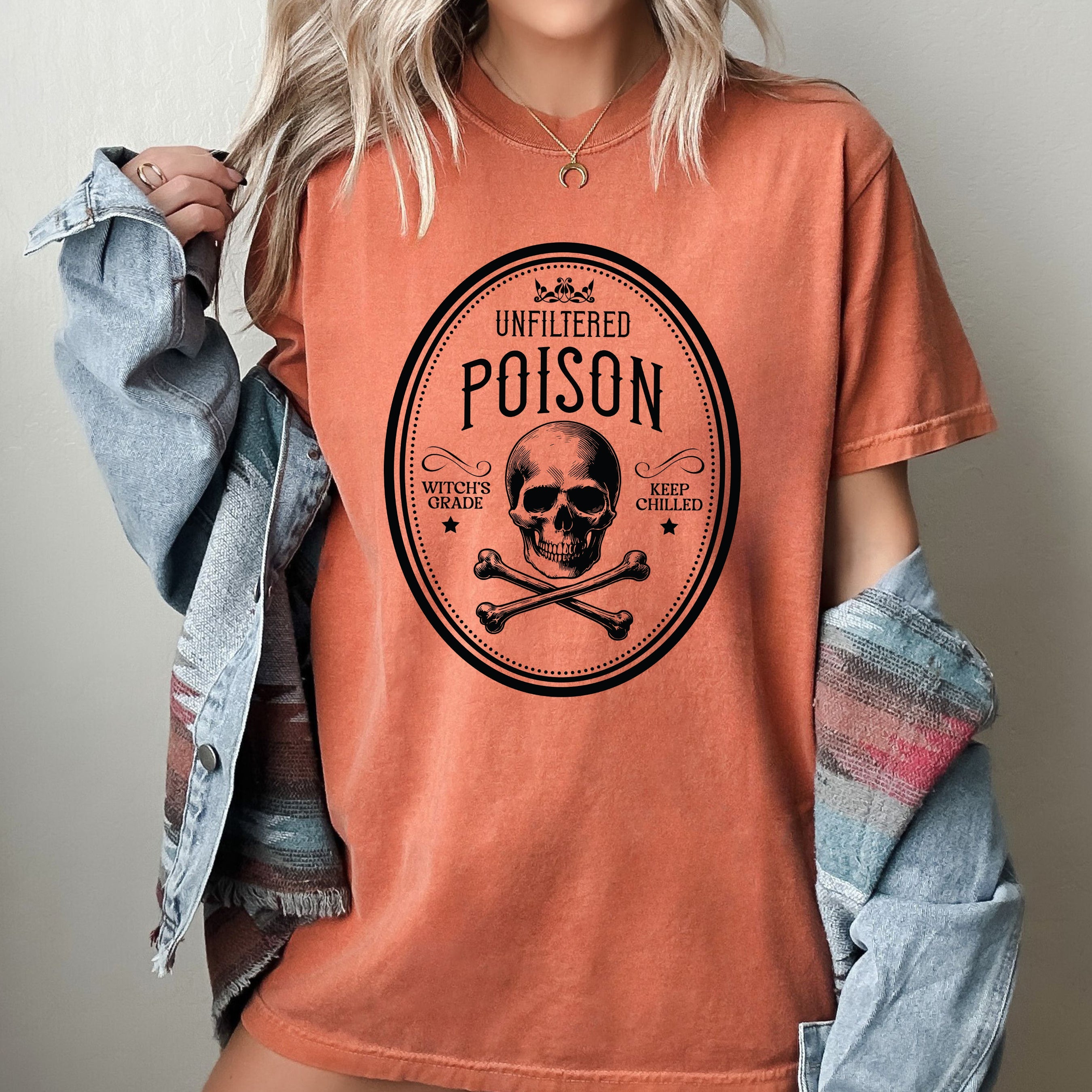 Unfiltered Poison Vintage Western Witch Aesthetic Meme Halloween Costume Comfort Colors Tee