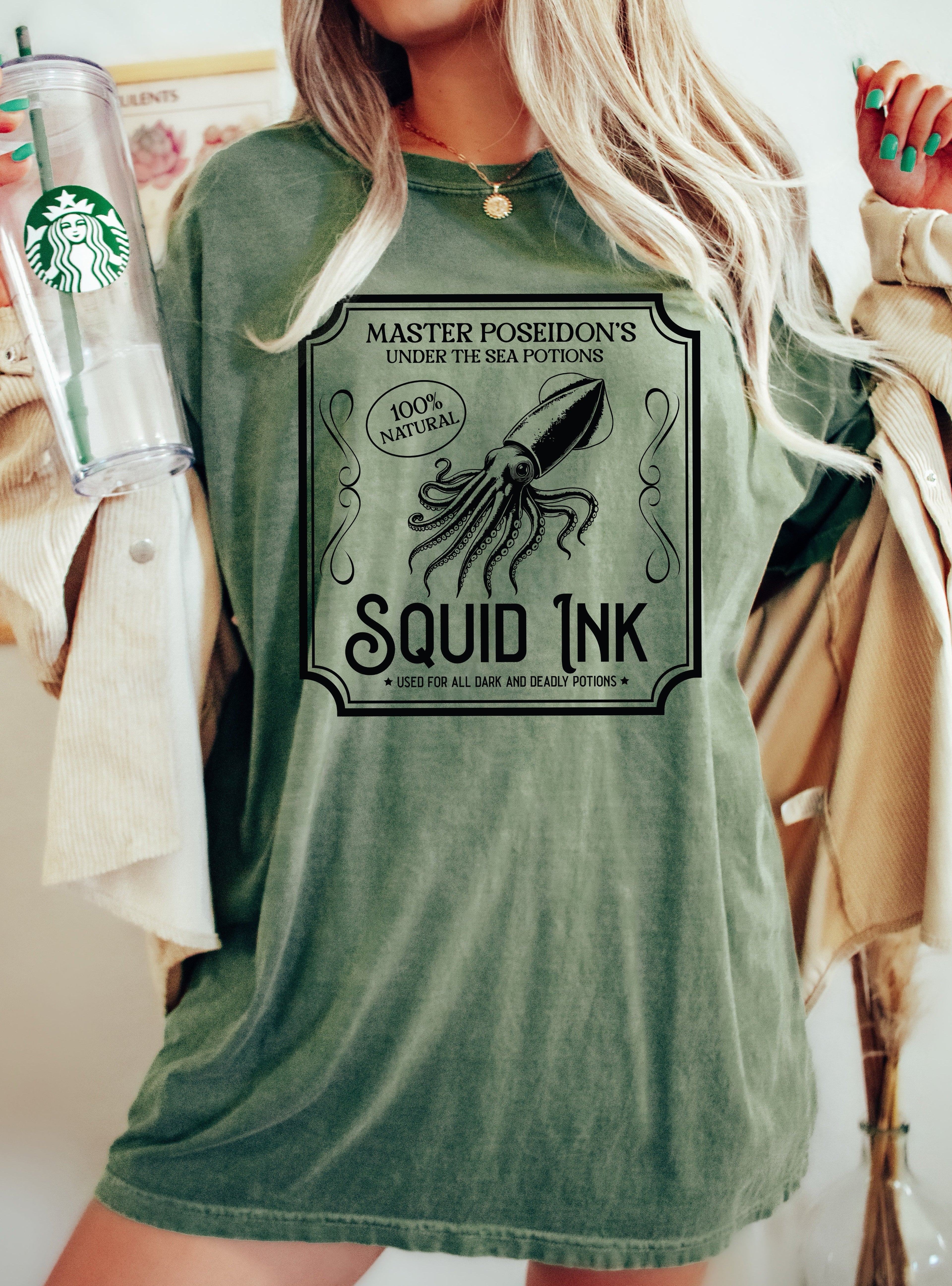 Squid Ink Vintage Western Witch Aesthetic Meme Halloween Costume Comfort Colors Tee
