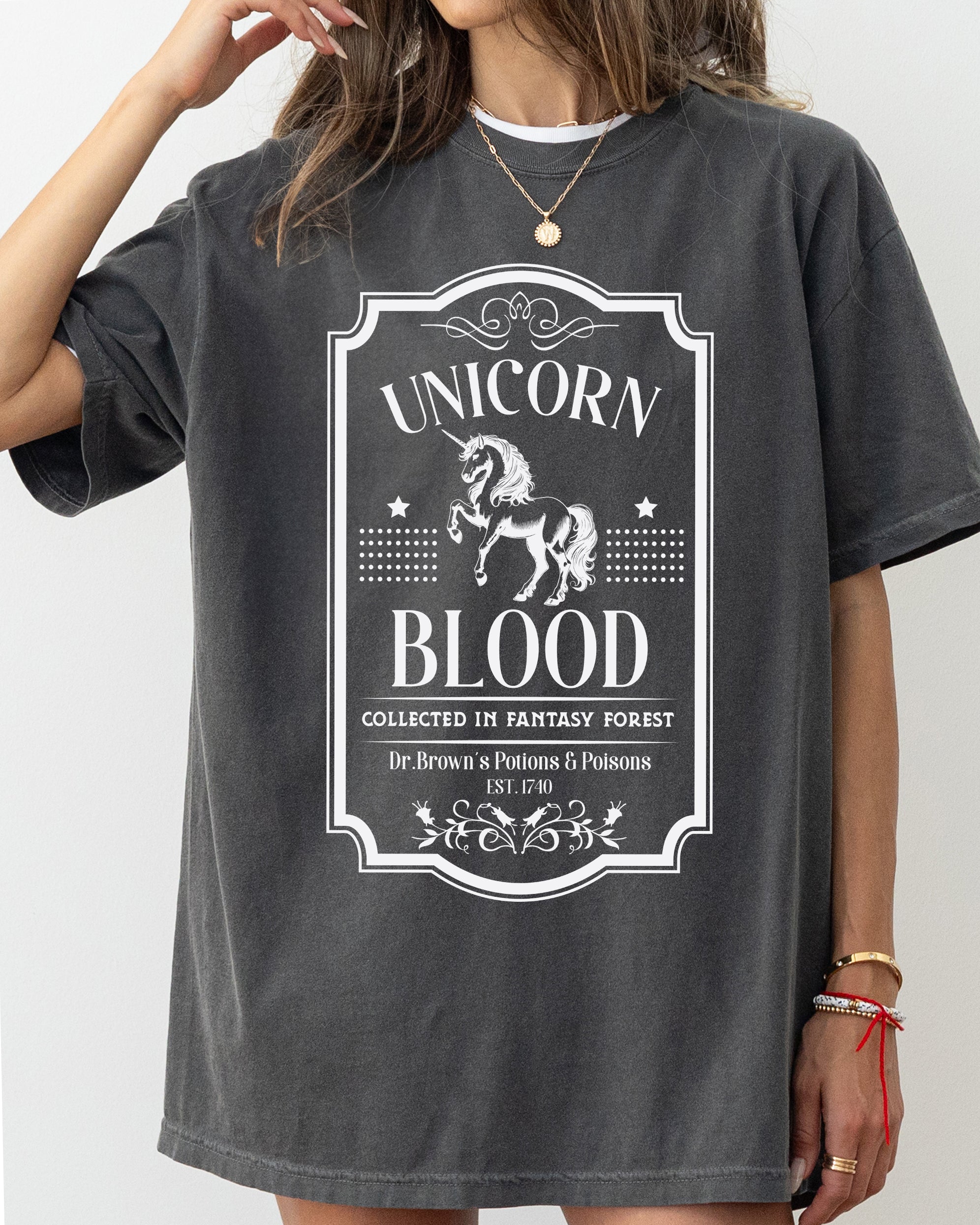 Unicorn Blood Vintage Western Witch Meme Halloween Costume Occult Dark Fantasy Comfort Colors Tee