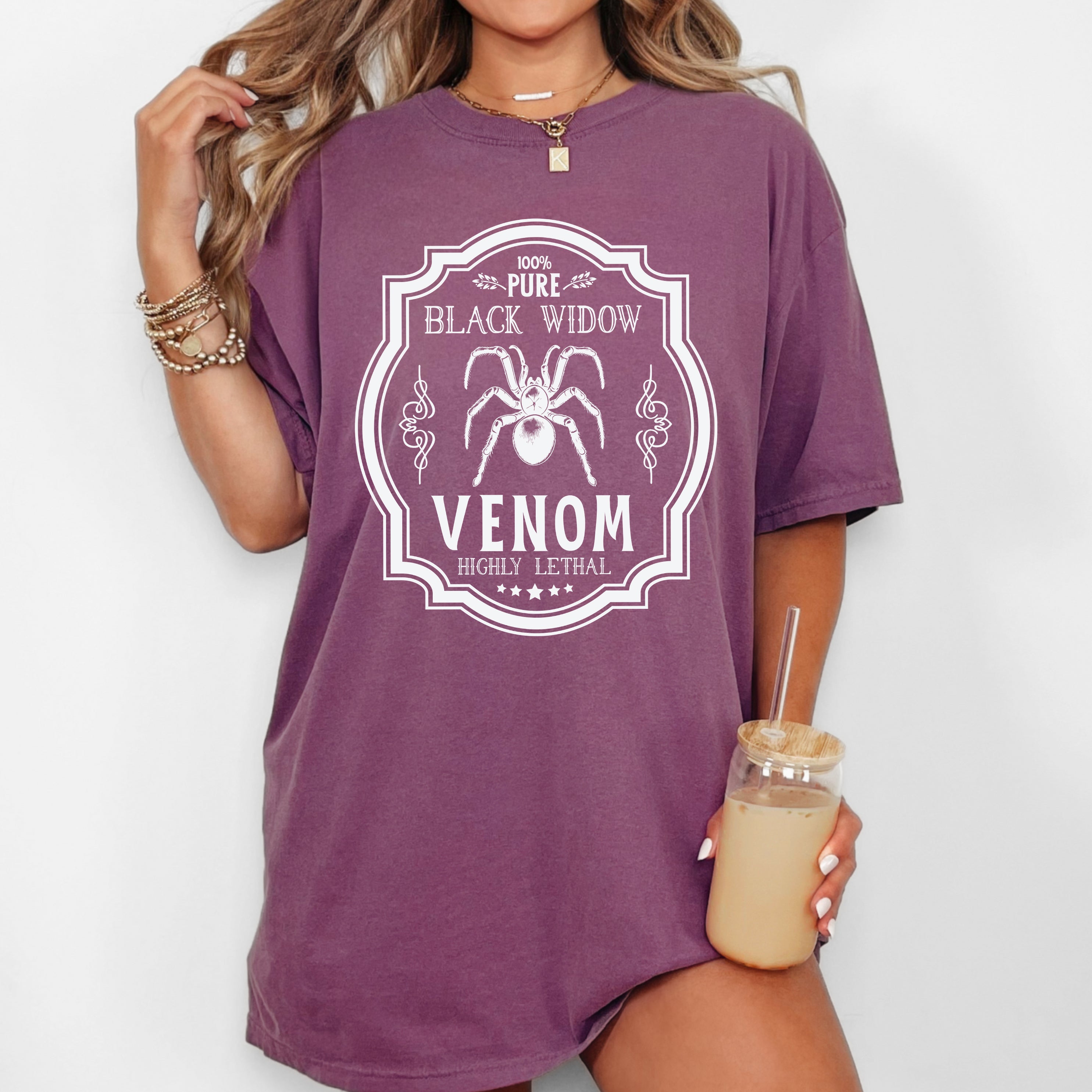 Black Widow Vintage Western Witch Halloween Meme Costume Graphic Print Comfort Colors Tee