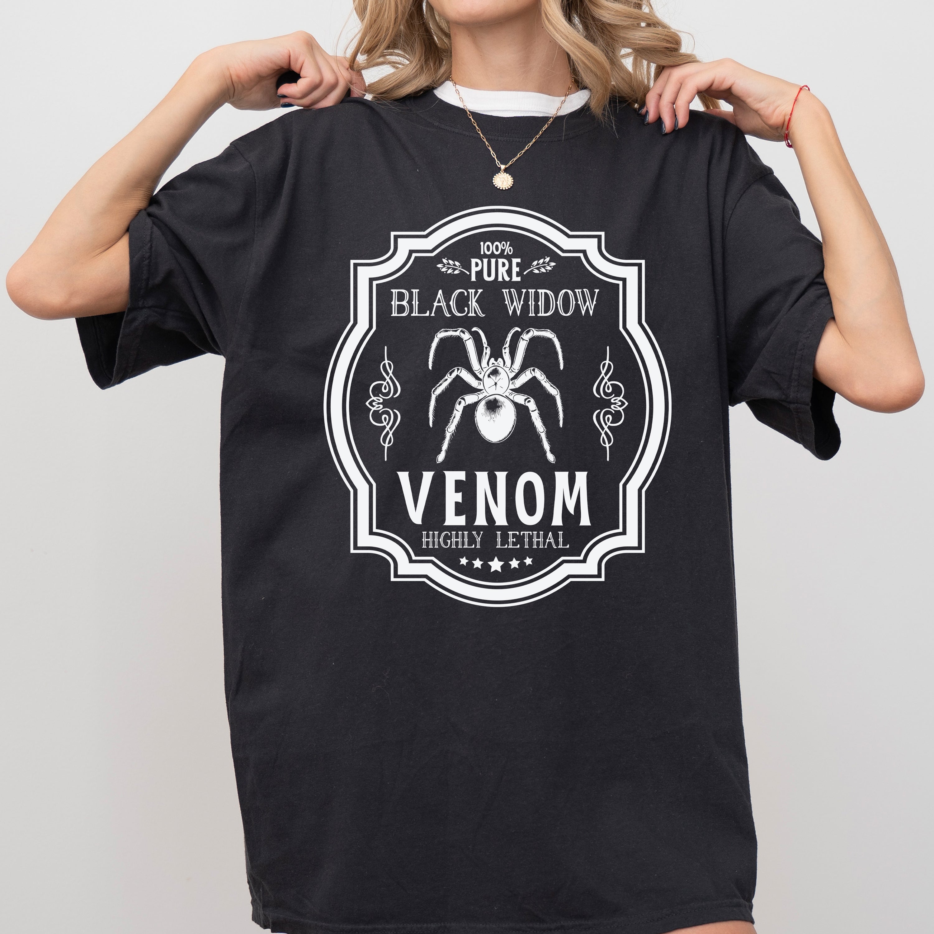 Black Widow Vintage Western Witch Halloween Meme Costume Graphic Print Comfort Colors Tee
