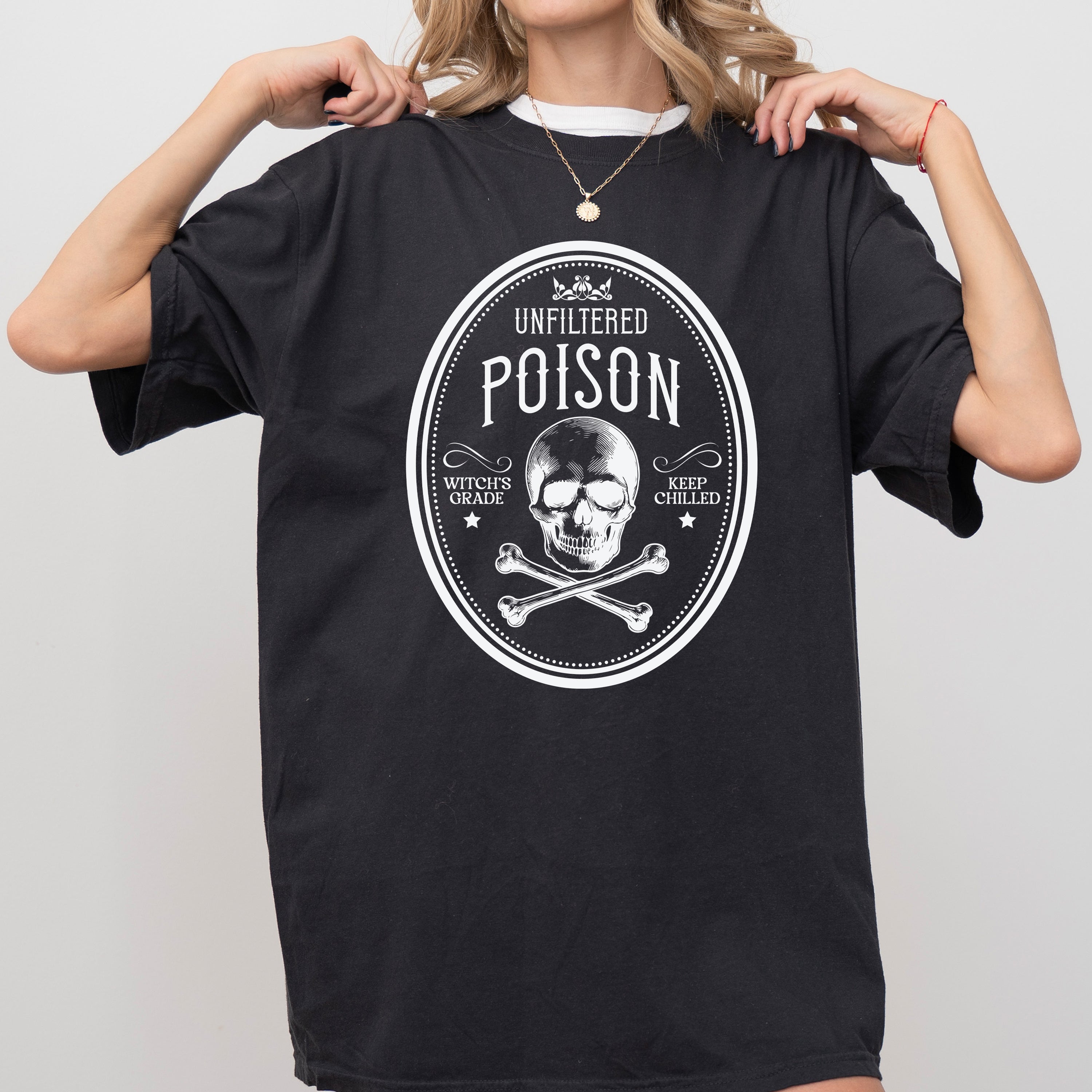 Unfiltered Poison Vintage Western Witch Aesthetic Meme Halloween Costume Comfort Colors Tee
