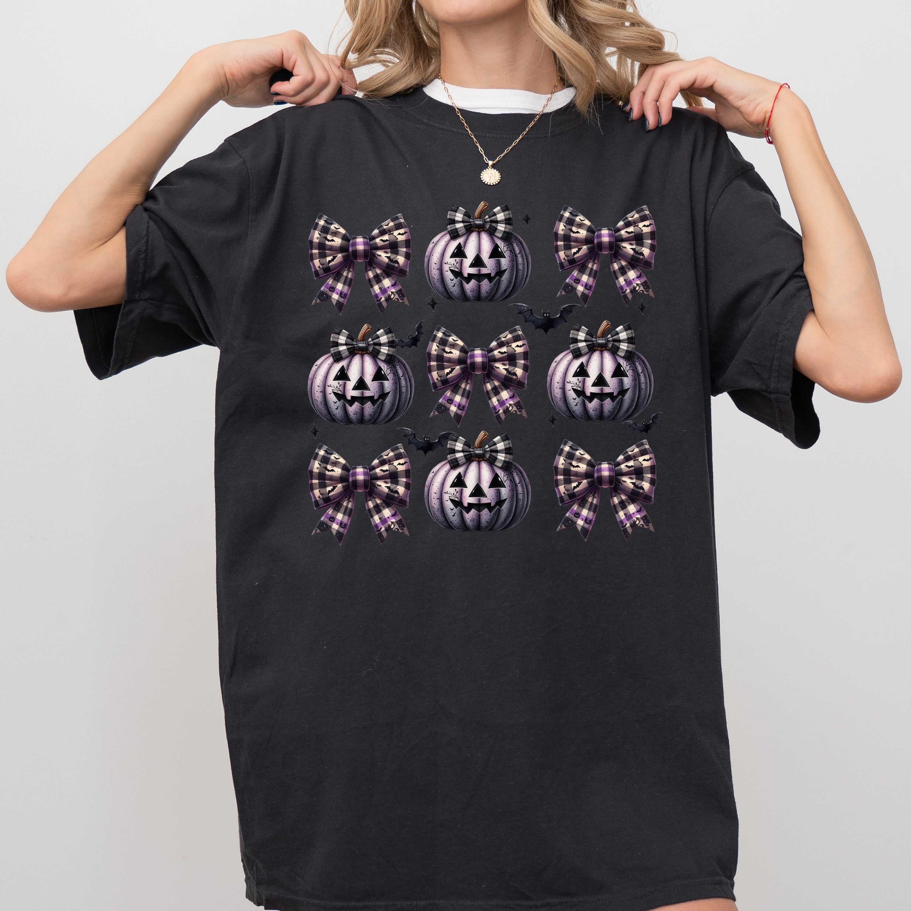 Bow Pumpkin Coquette Vintage Western Witch Halloween Costume Meme Comfort Colors Tee