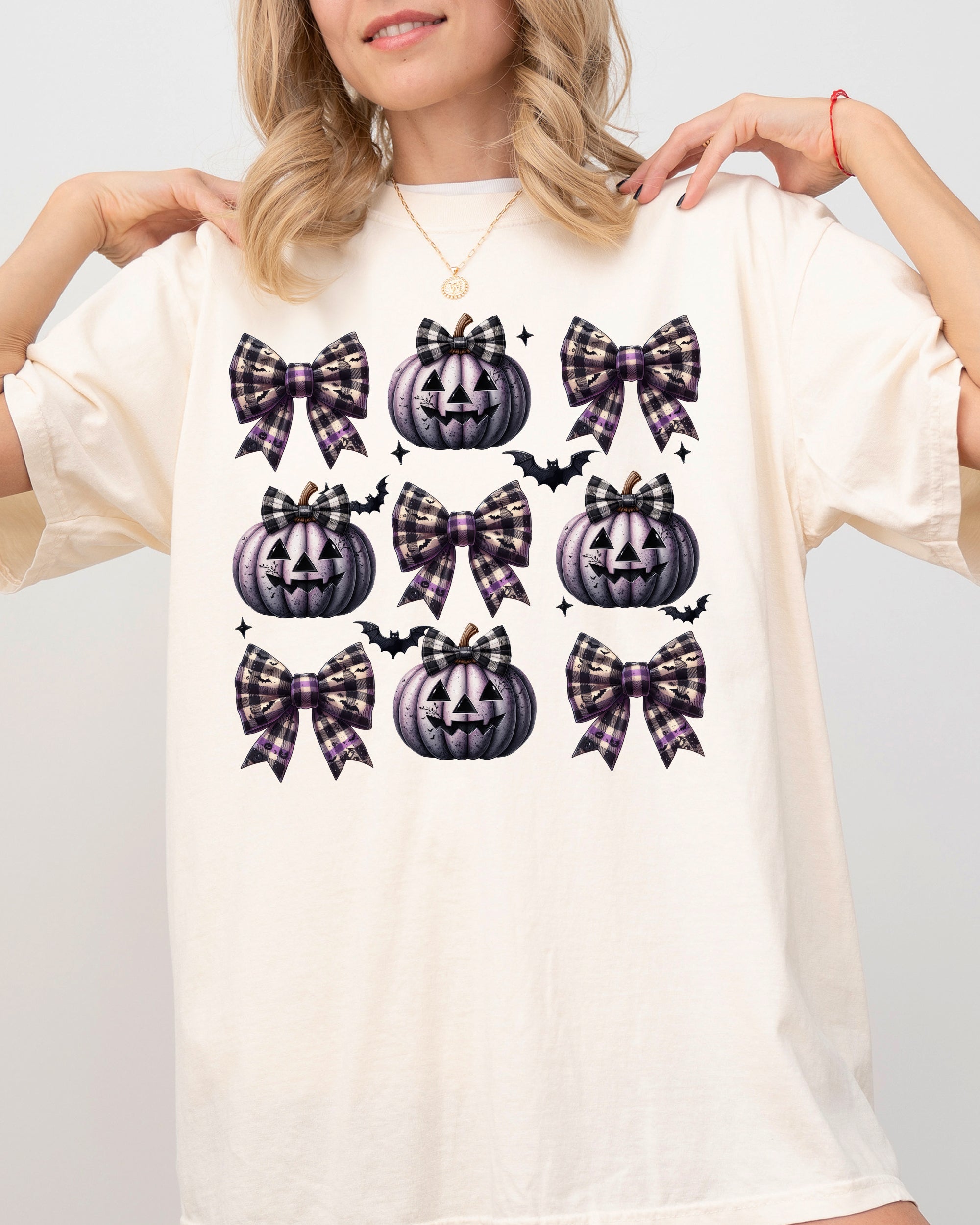 Bow Pumpkin Coquette Vintage Western Witch Halloween Costume Meme Comfort Colors Tee