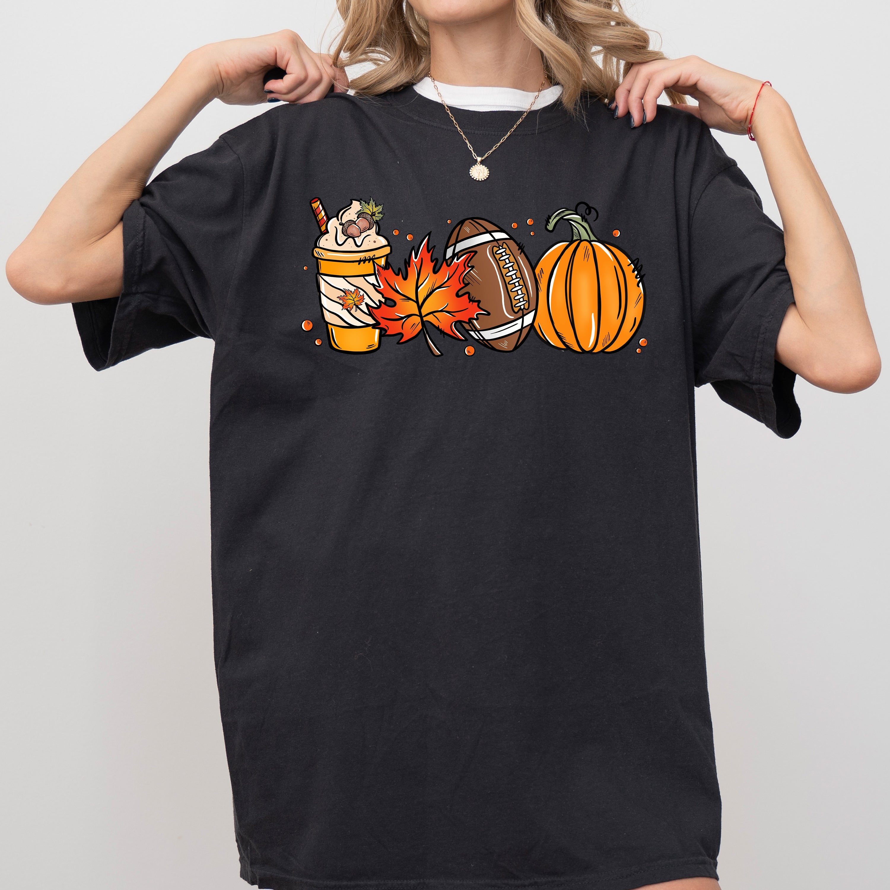Football Icons Fall Pumpkin Vintage Western Witch Halloween Costume Comfort Colors Tee