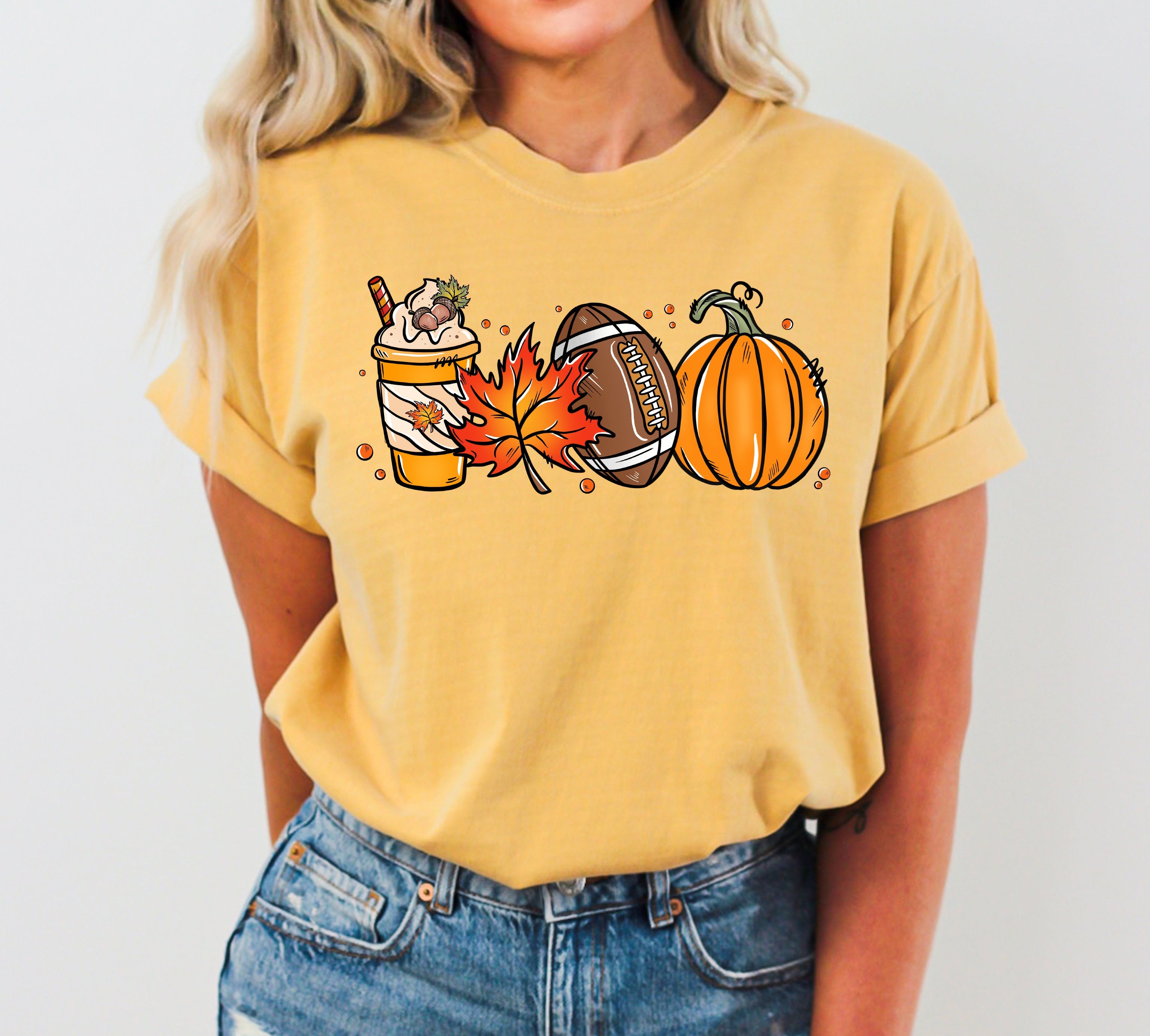 Football Icons Fall Pumpkin Vintage Western Witch Halloween Costume Comfort Colors Tee