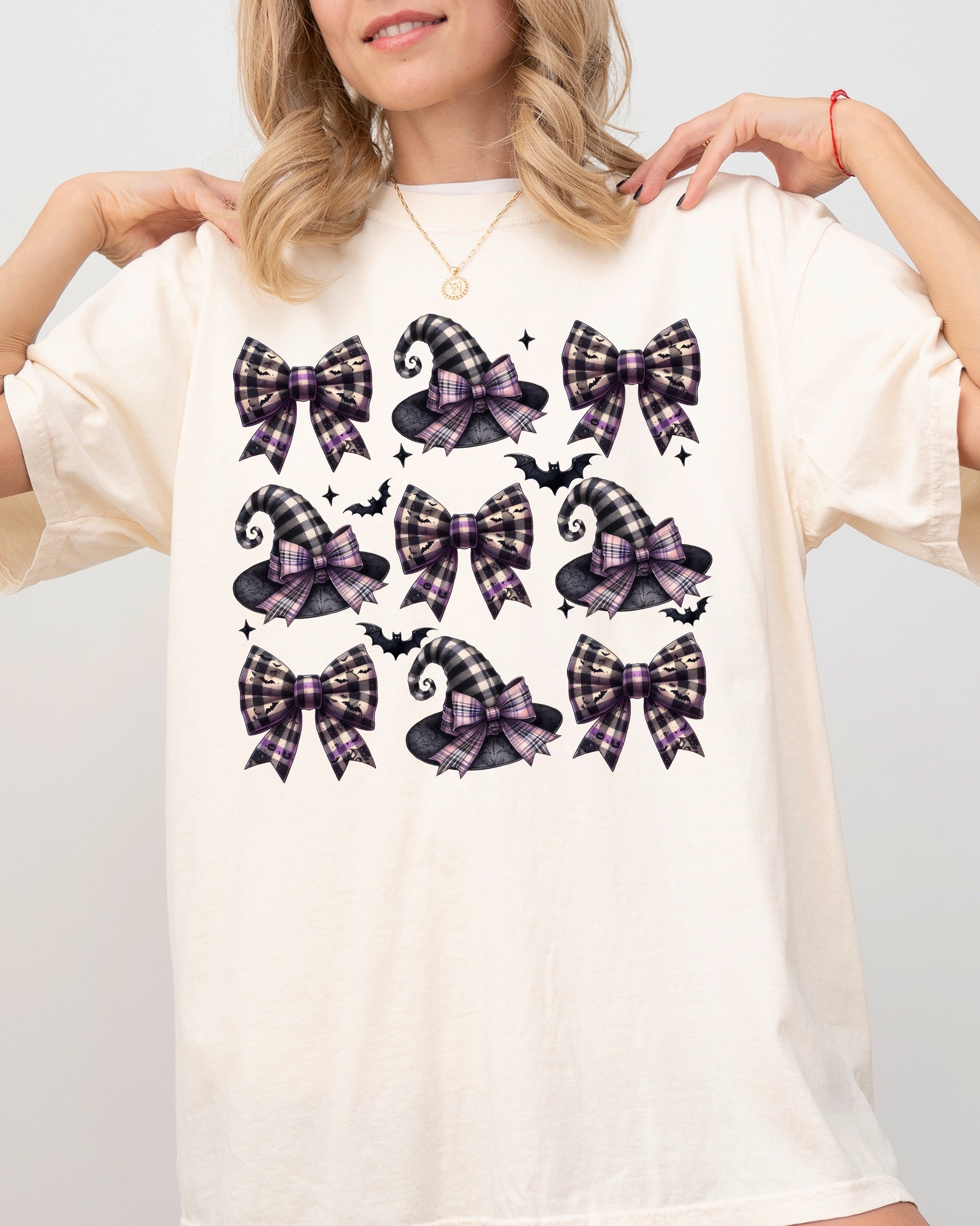 Retro Checkered Bow Coquette Vintage Western Witch Aesthetic Meme Halloween Costume Comfort Colors Tee