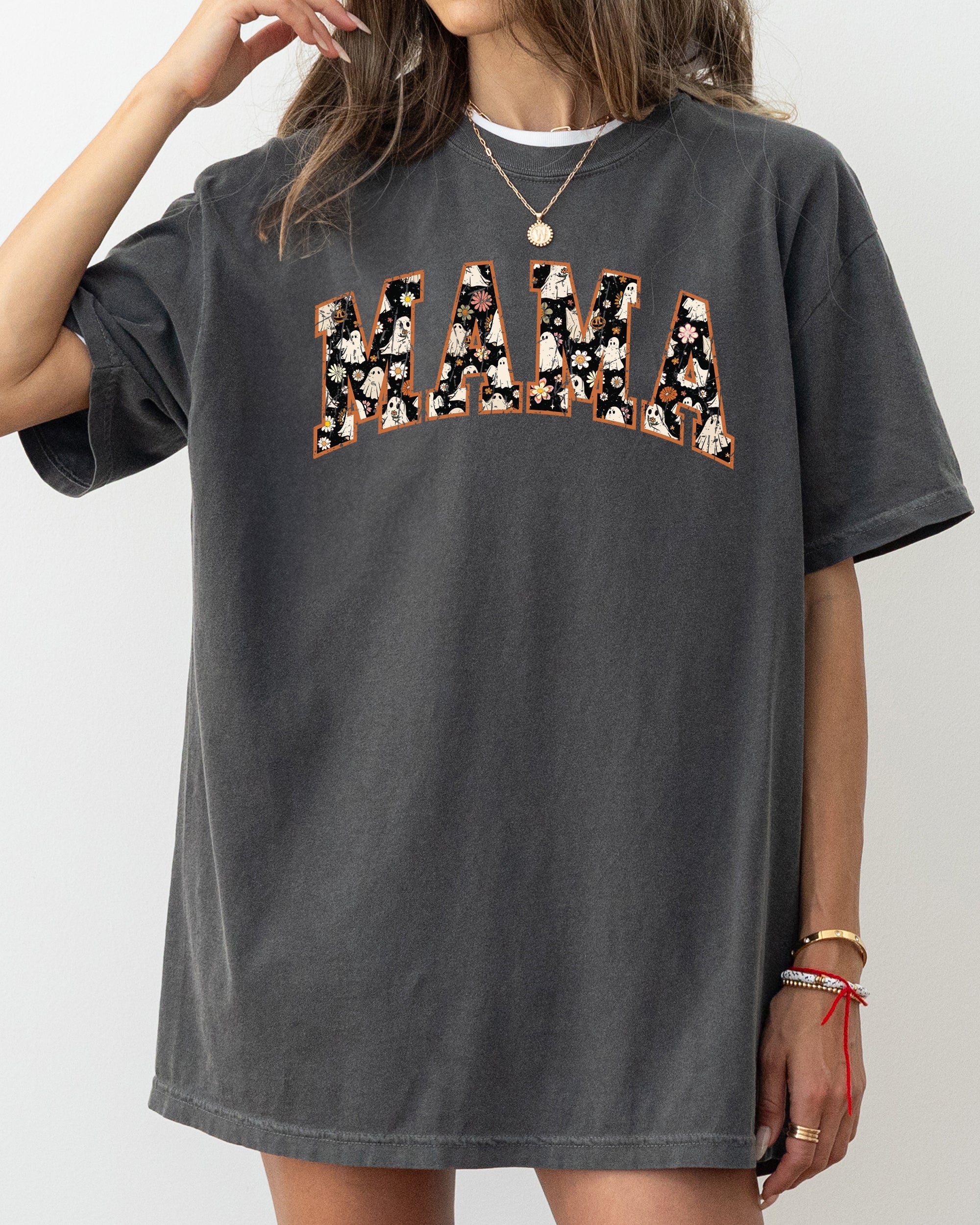 Mama Ghost Floral Retro Vintage Western Witch Halloween Costume Meme Comfort Colors Tee