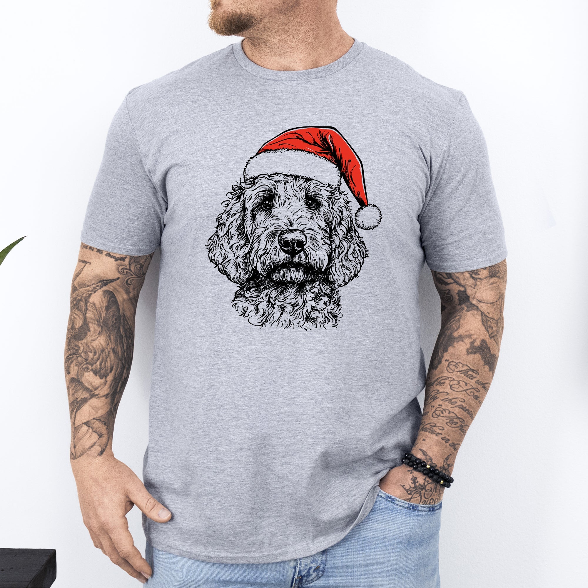 Goldendoodle Santa Christmas Dog Lover Holiday Edition Collector Comfort Colors Tee