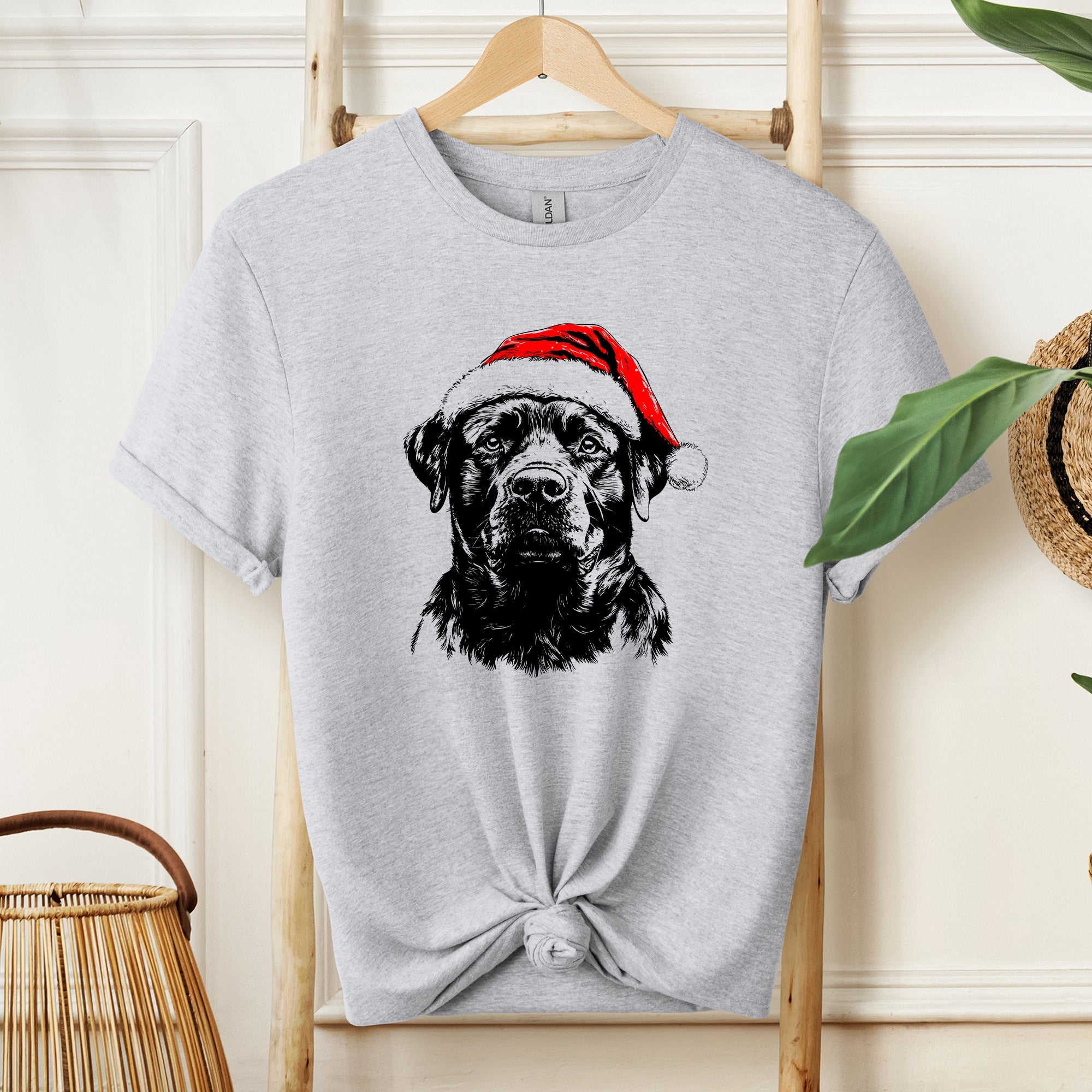 Rottweiler Santa Christmas Dog Lover Pet Holiday Themed Cozy Graphic Design Comfort Colors Tee