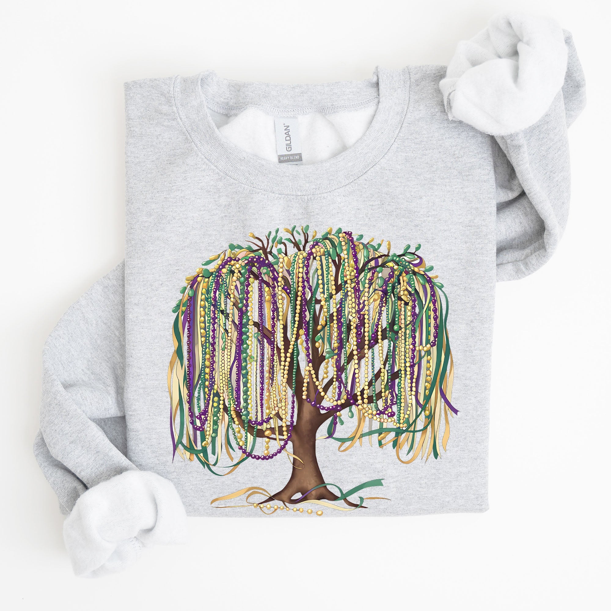 Bead Tree Mardi Gras Coquette Carnival Fleur de Lis Fat Tuesday Parade Sweatshirt