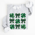 St Patrick's Day Sequin Style Shamrock Clover Irish Lucky Charm Holiday Sweatshirt