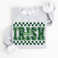 Irish Checkered Retro Shamrock Bow Coquette Lucky Charm St Patrick's Day Sweatshirt