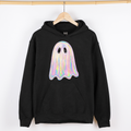 Shimmering Ghost Iridescent Boo Halloween Vintage Vibe Graphic Hooded Sweatshirt