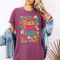 Teach Love Inspire Floral Boho Retro First Day of School Teacher Appreciation Coquette Comfort Colors Tee