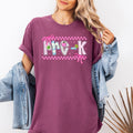 Pre-K Teacher Retro Checkered First Day Back To School Celebration Edition Comfort Colors Tee