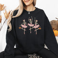 Dancing Skeleton Girls Halloween Ghost Checkered Retro Vintage Spooky Fall Graphic Sweatshirt