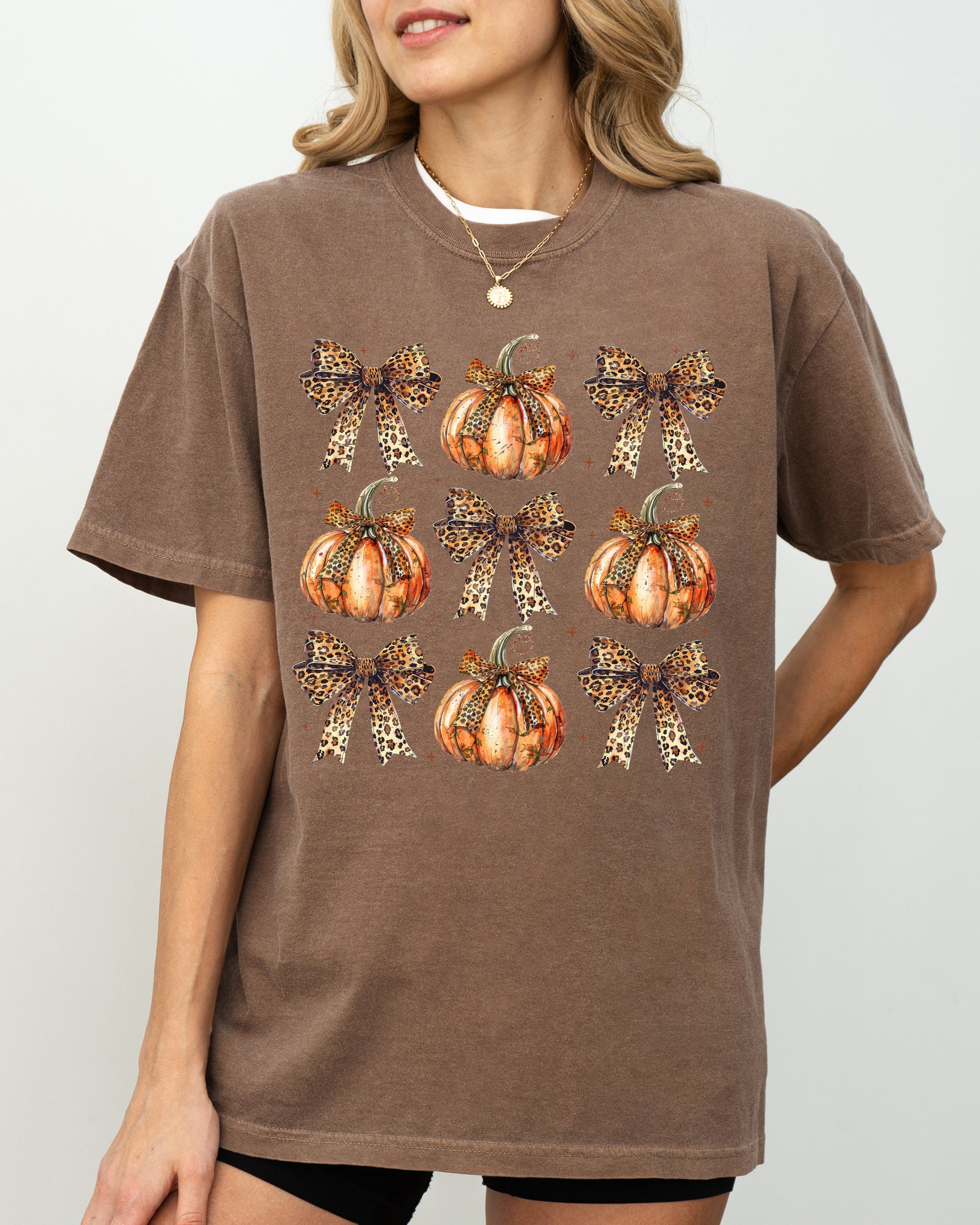 Leopard Print Pumpkins, Coquette Ribbons And Bows Halloween Autumn Fall Comfort Colors Tee